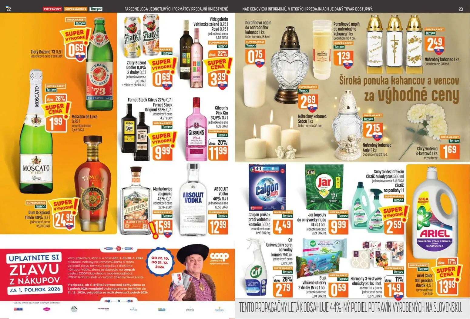 Nové COOP Jednota akcie – leták je platný od 15.10.2026 | Strana: 12 | Produkty: Sanytol, Radler, Gin, Fernet Stock