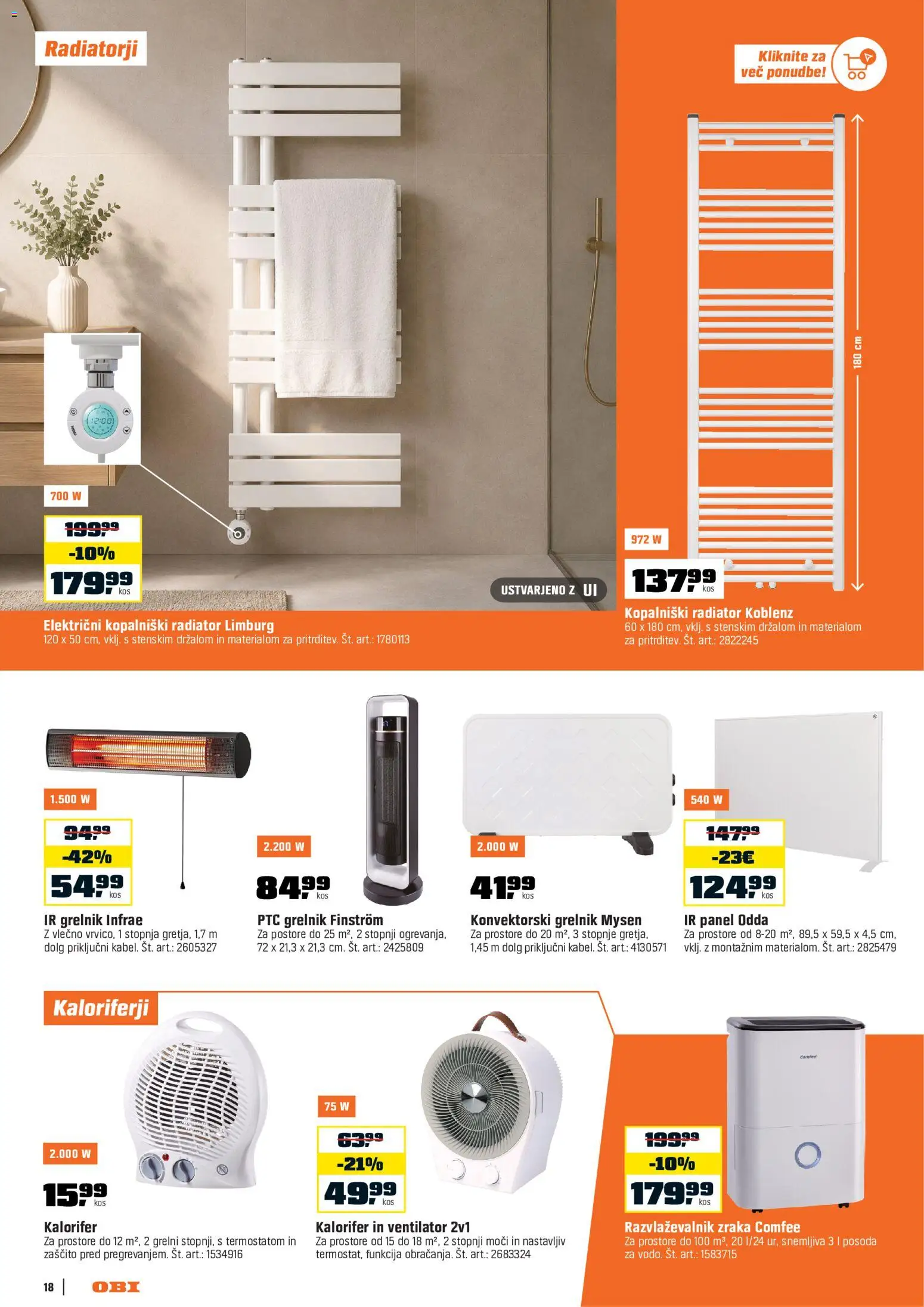 Novi OBI katalog ponudbe – veljaven od 02.10.2026 | Stran: 18 | Izdelki: Radiator, Ventilator, Kos