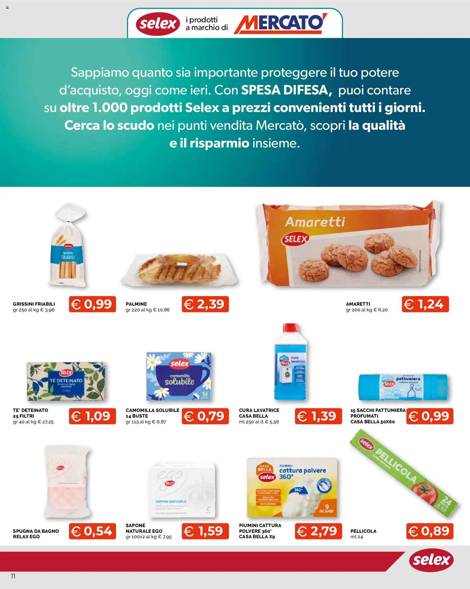 Volantino Mercatò del 20/08/2026 | Pagina: 11 | Prodotti: Sapone, Lavatrice, Pellicola, Bagno