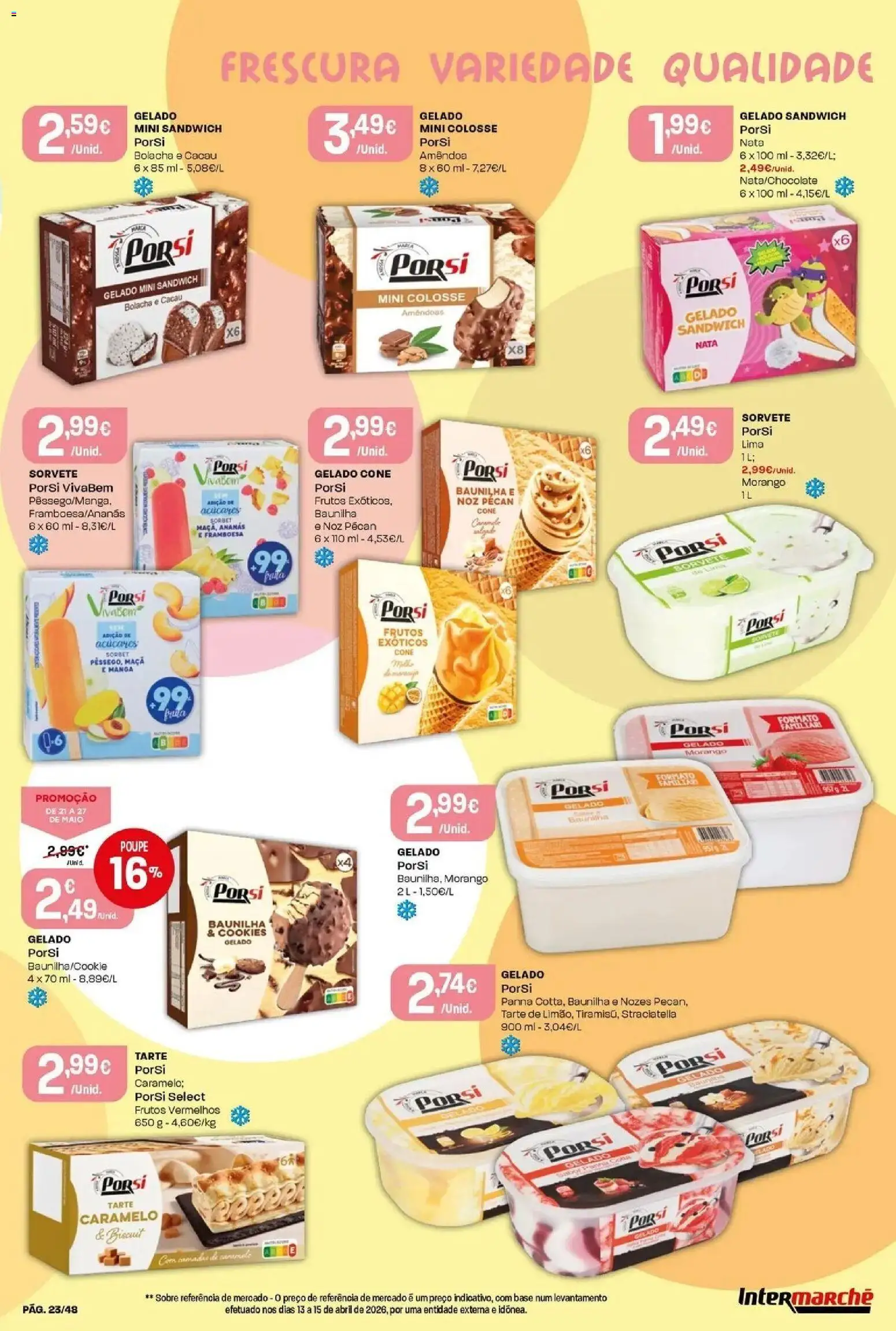 Intermarché - Isto é que são preços BAIXOS! │ válido de 21.05.2026 | Página: 23 | Produtos: Amêndoas, Gelado, Maça, Nata