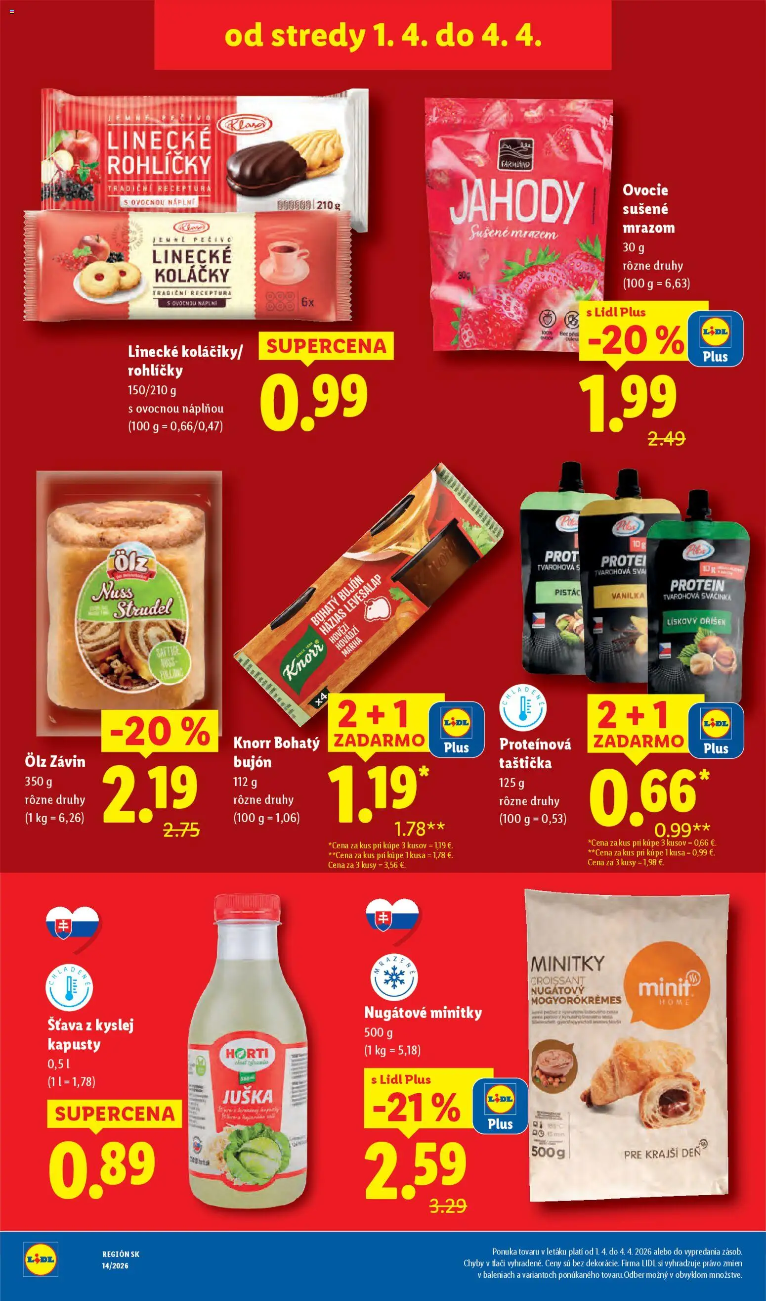 Nové Lidl akcie – leták je platný od 30.03.2026 | Strana: 84 | Produkty: Bujón, Croissant, Závin, Protein
