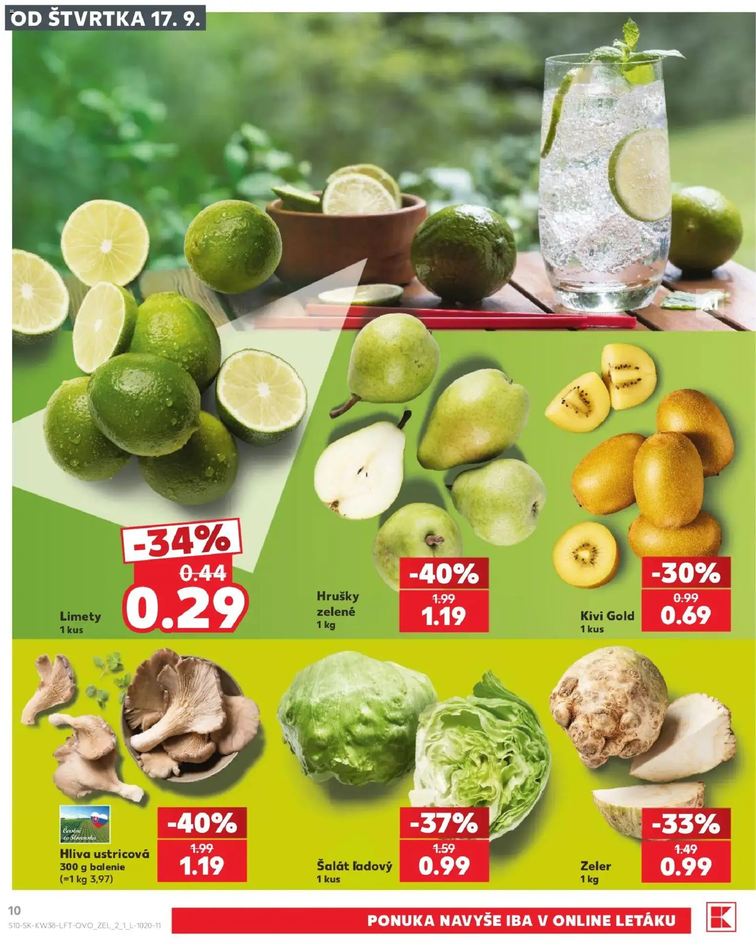 Nové Kaufland akcie – leták je platný od 17.09.2026 | Strana: 10 | Produkty: Šalát, Hrušky, Kivi, Zeler