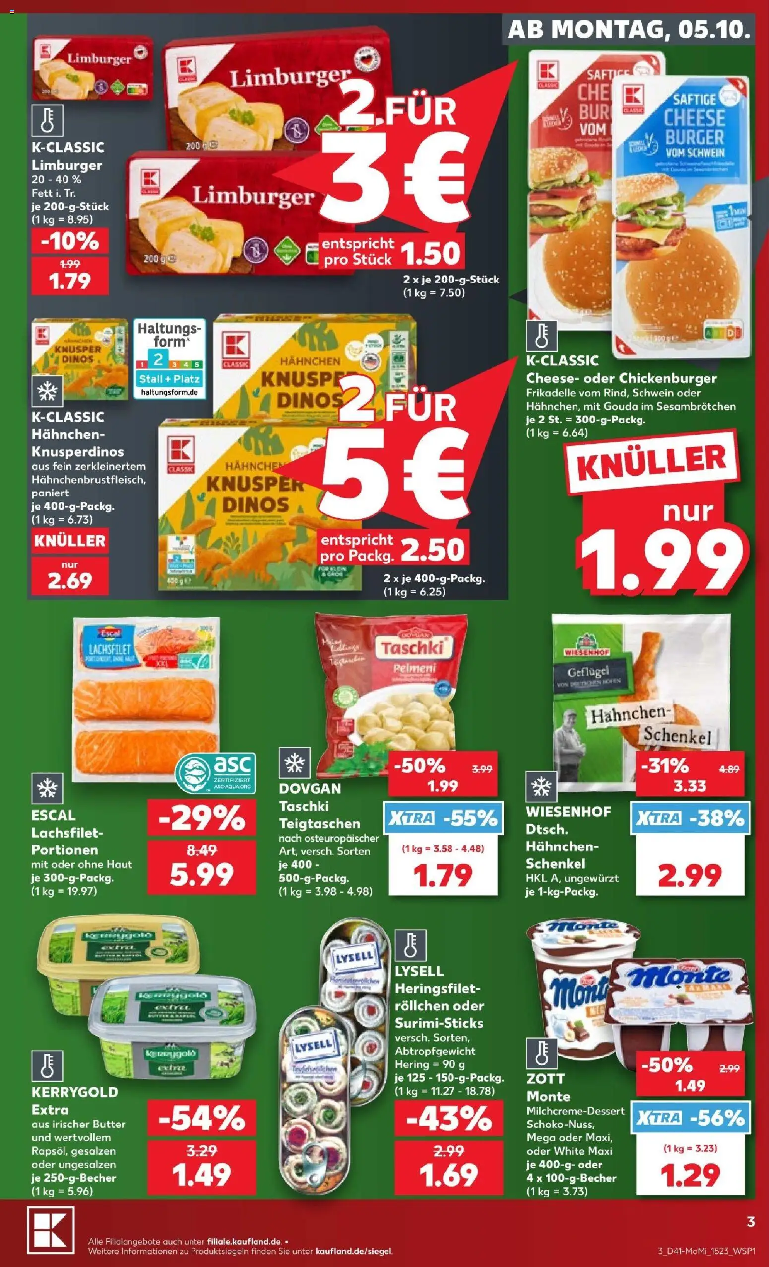 Kaufland Prospekt Zeitz – gültig ab 05.10.2026 | Seite: 3 | Produkte: Hering, Butter, Gouda, Burger