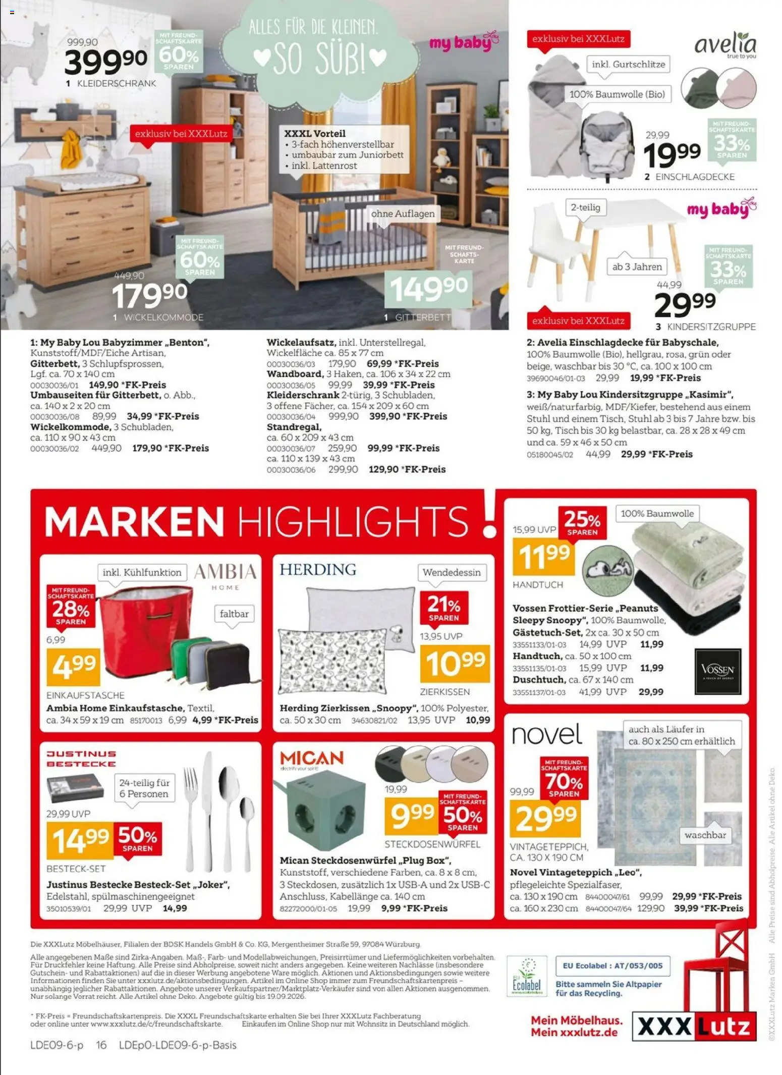 XXXLutz Bis zu 73% auf Wohnaccessoires – gültig ab 05.09.2026 | Seite: 20 | Produkte: Kleiderschrank, Lattenrost, Tisch, Stuhl