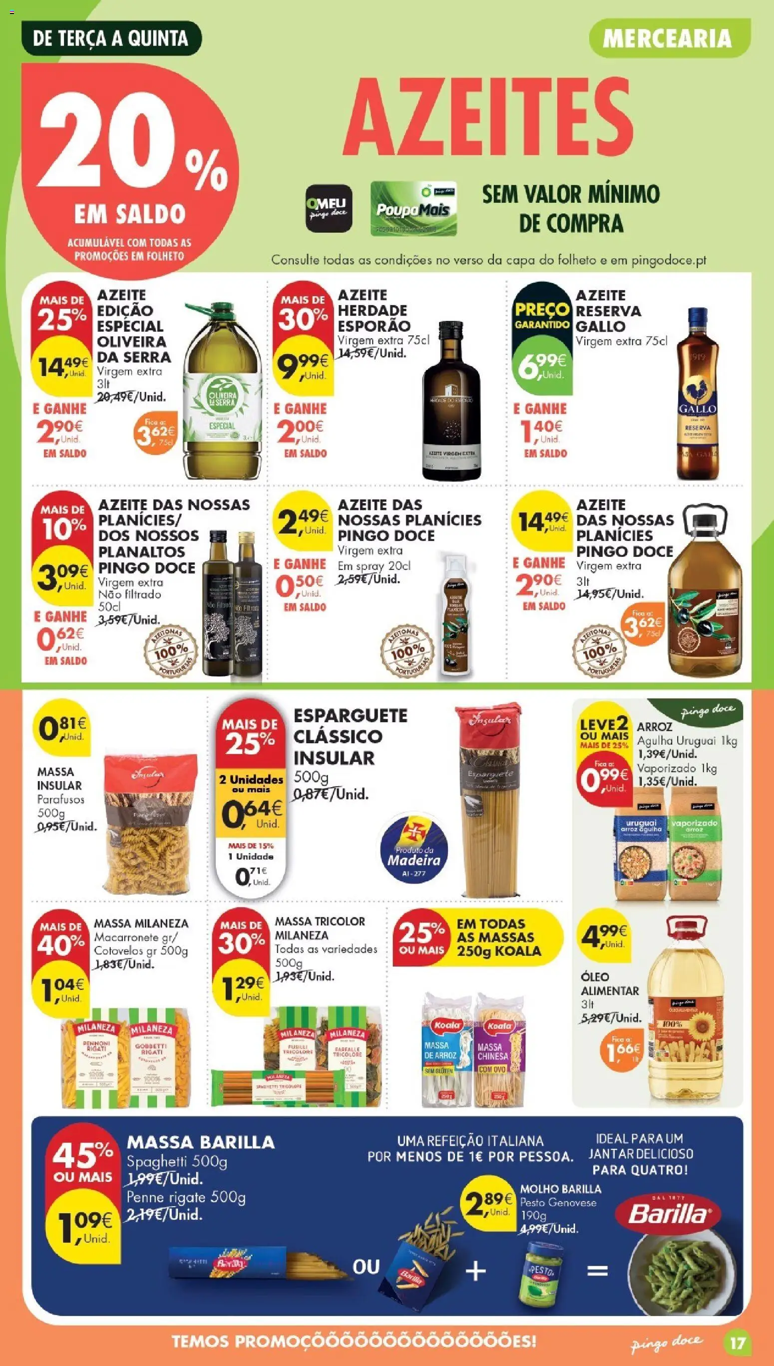 Pingo Doce folheto Poupe Esta Semana Madeira │ válido de 27/10/2026 | Página: 17 | Produtos: Esparguete, Azeite, Milaneza, Massa Barilla