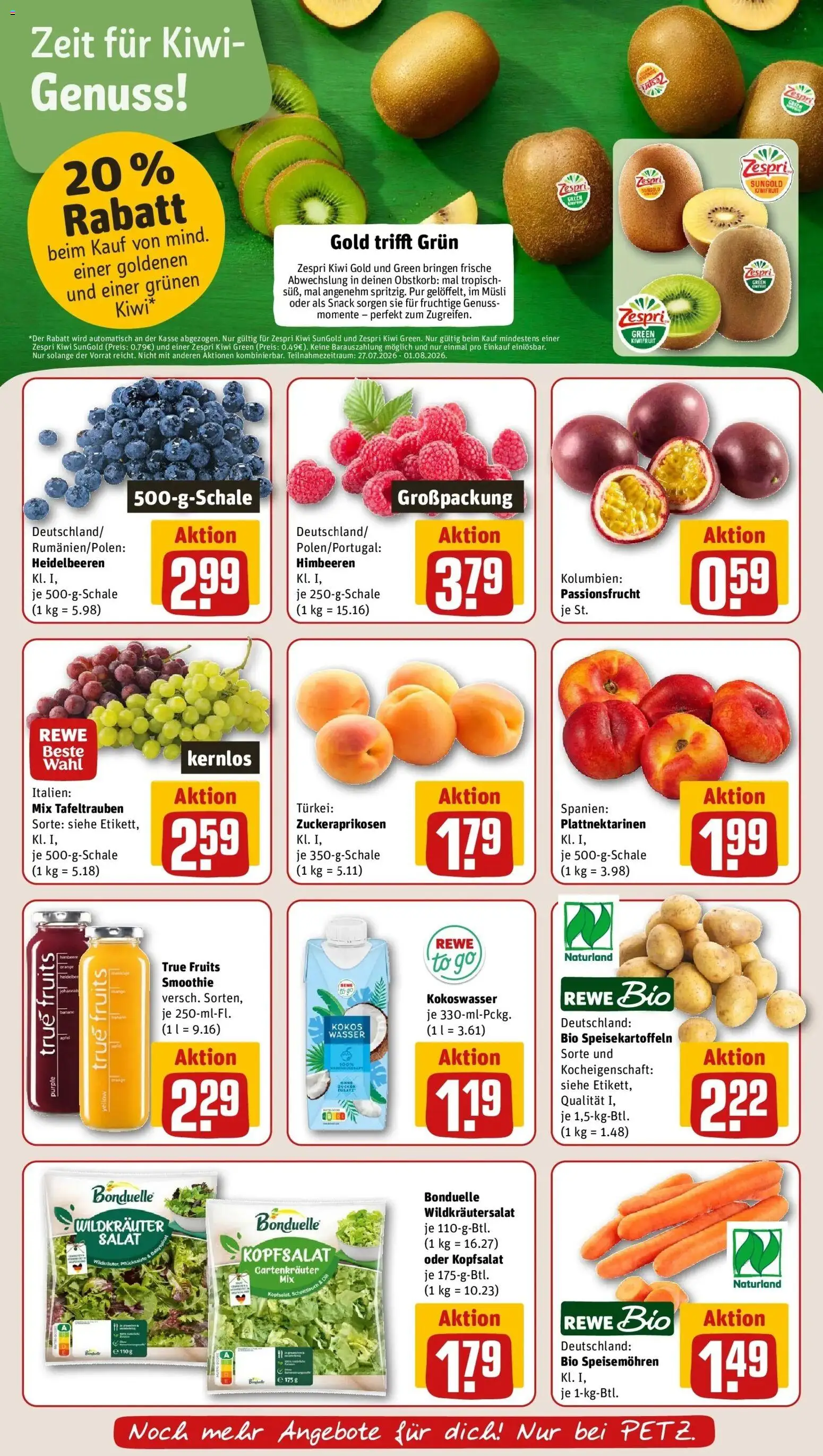 Rewe Prospekt Betzdorf – gültig ab 27.07.2026 | Seite: 6 | Produkte: Himbeeren, Wasser, Kiwi, Salat