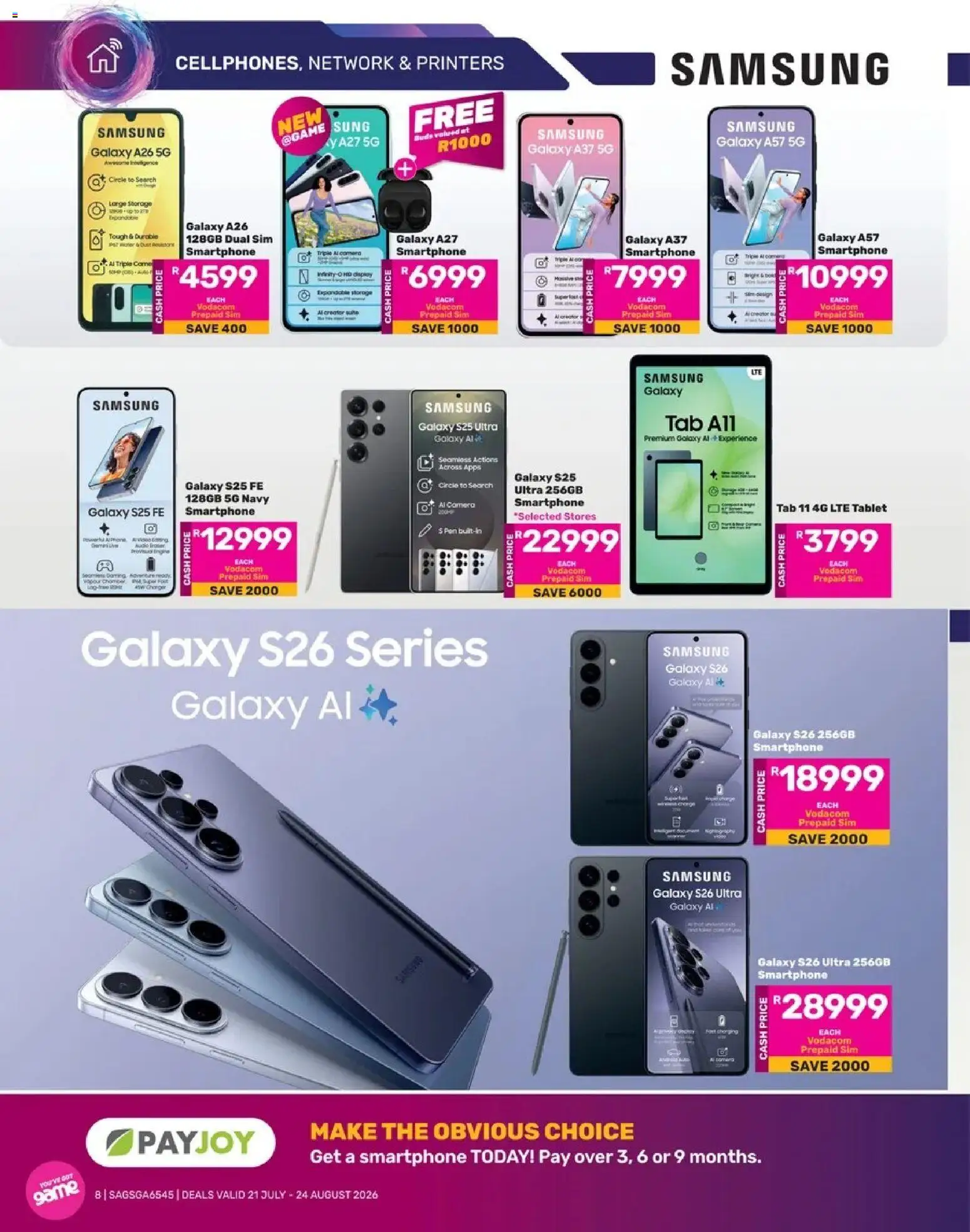 New Game catalogue – valid from 21/07/2026 | Page: 8 | Products: Sim, Smartphone, Tablet