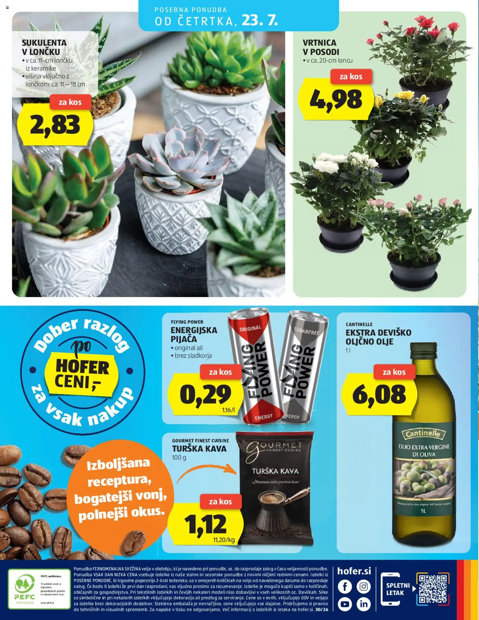 Novi Hofer katalog ponudbe – veljaven od 15.07.2026 | Stran: 28 | Izdelki: Kos, Olive, Olje, Kava