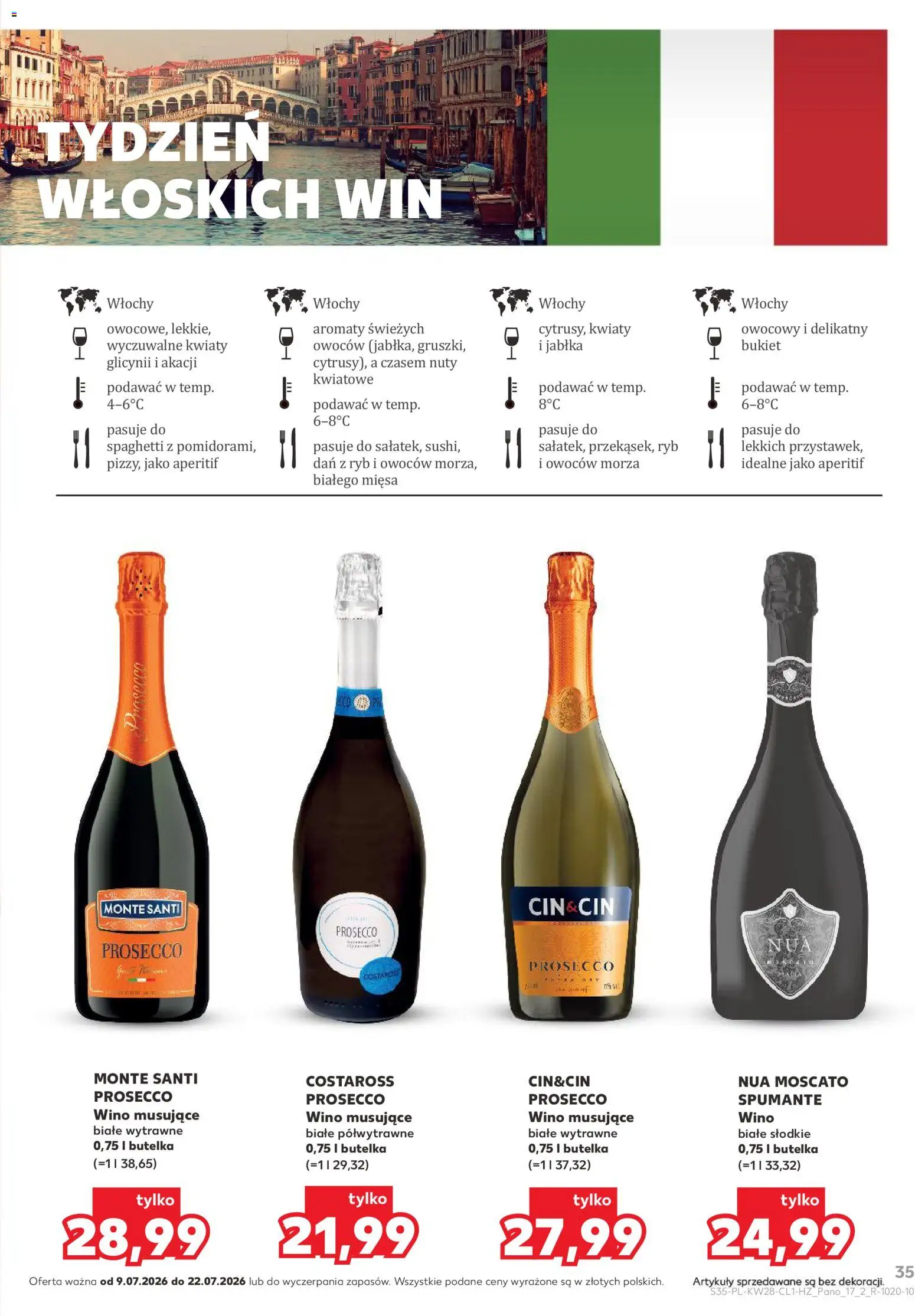 Kaufland Polsko leták - Barek od 09.07.2026 | Strana: 35 | Produkty: Prosecco, Jablka, Moscato
