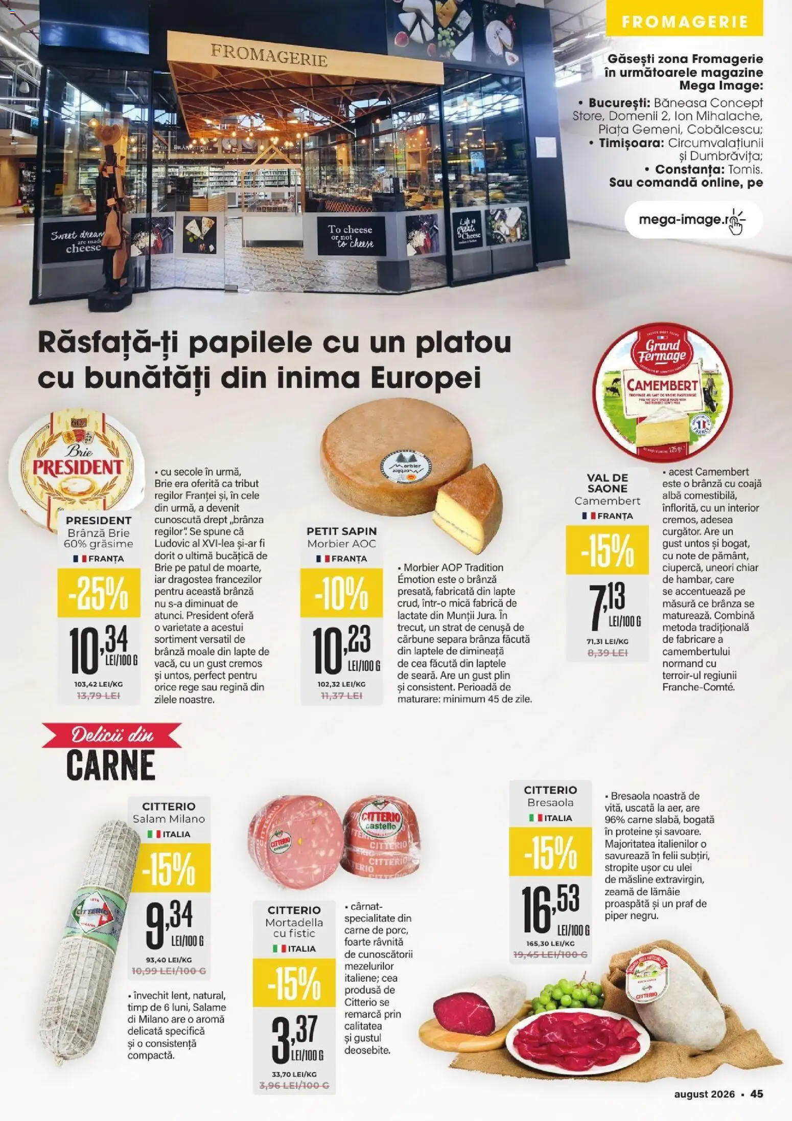 Noul catalog Mega Image – valabil de la 30.07.2026 | Pagină: 45 | Produse: Măsline, Salam, Fistic, Piper