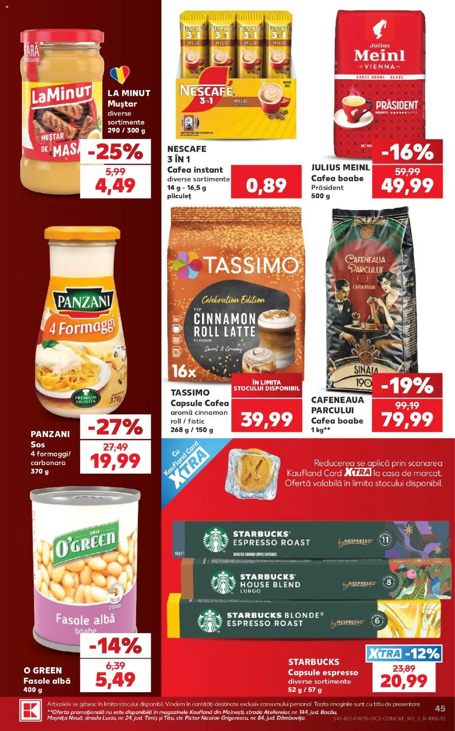 Kaufland RO akciós ujság - amely érvényes a következő dátumtól: 2026.09.23. | Oldal: 45 | Termékek: Nescafé, Nespresso, Mustár