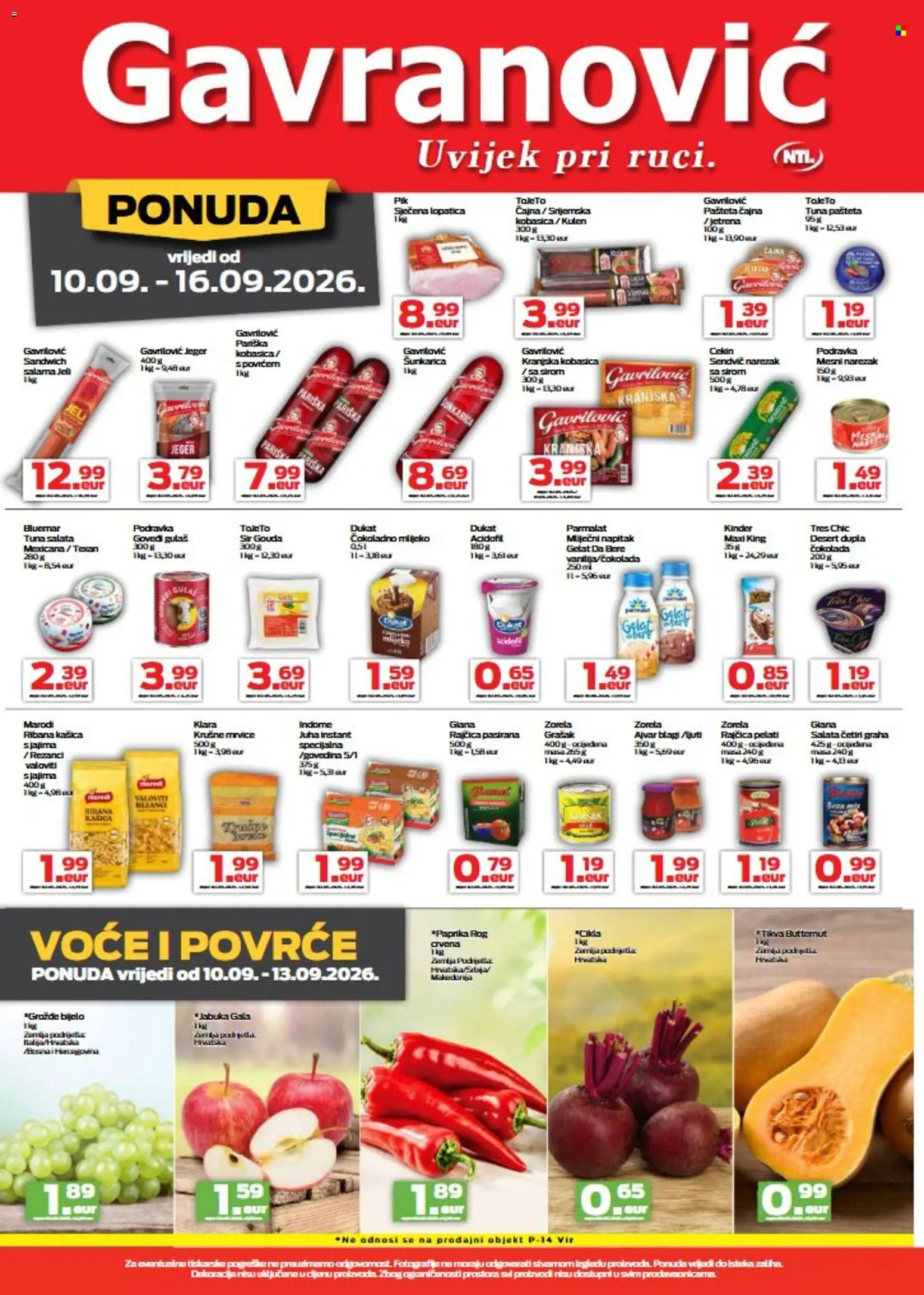 Gavranović katalog | vrijedi od 10.09.2026 | Stranica: 2 | Proizvodi: Sandwich, Kulen, Rajčica, Tuna