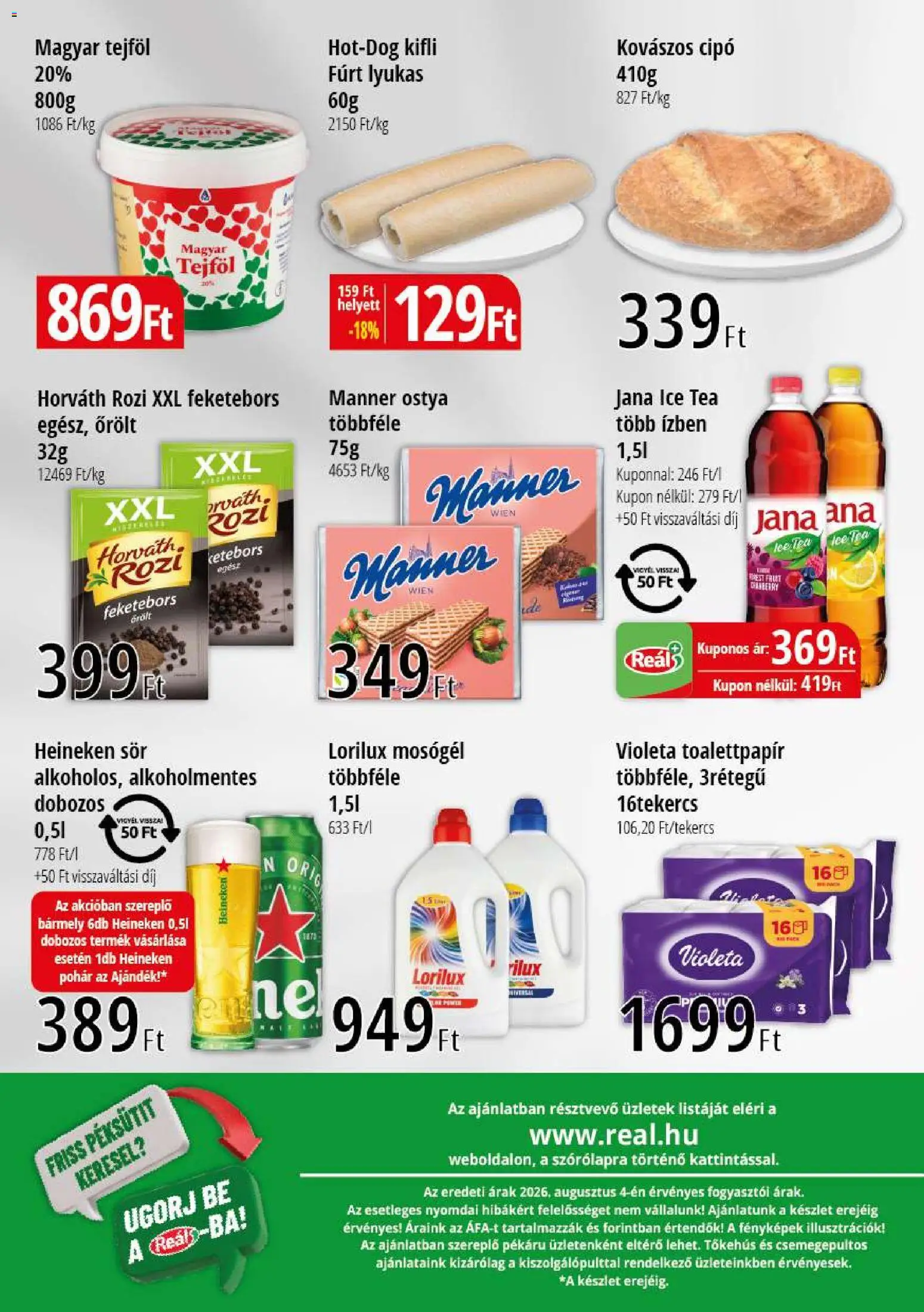 Reál akciós ujság - amely érvényes a következő dátumtól: 2026.08.13. | Oldal: 2 | Termékek: Kovászos cipó, Kifli, Sör, Tea