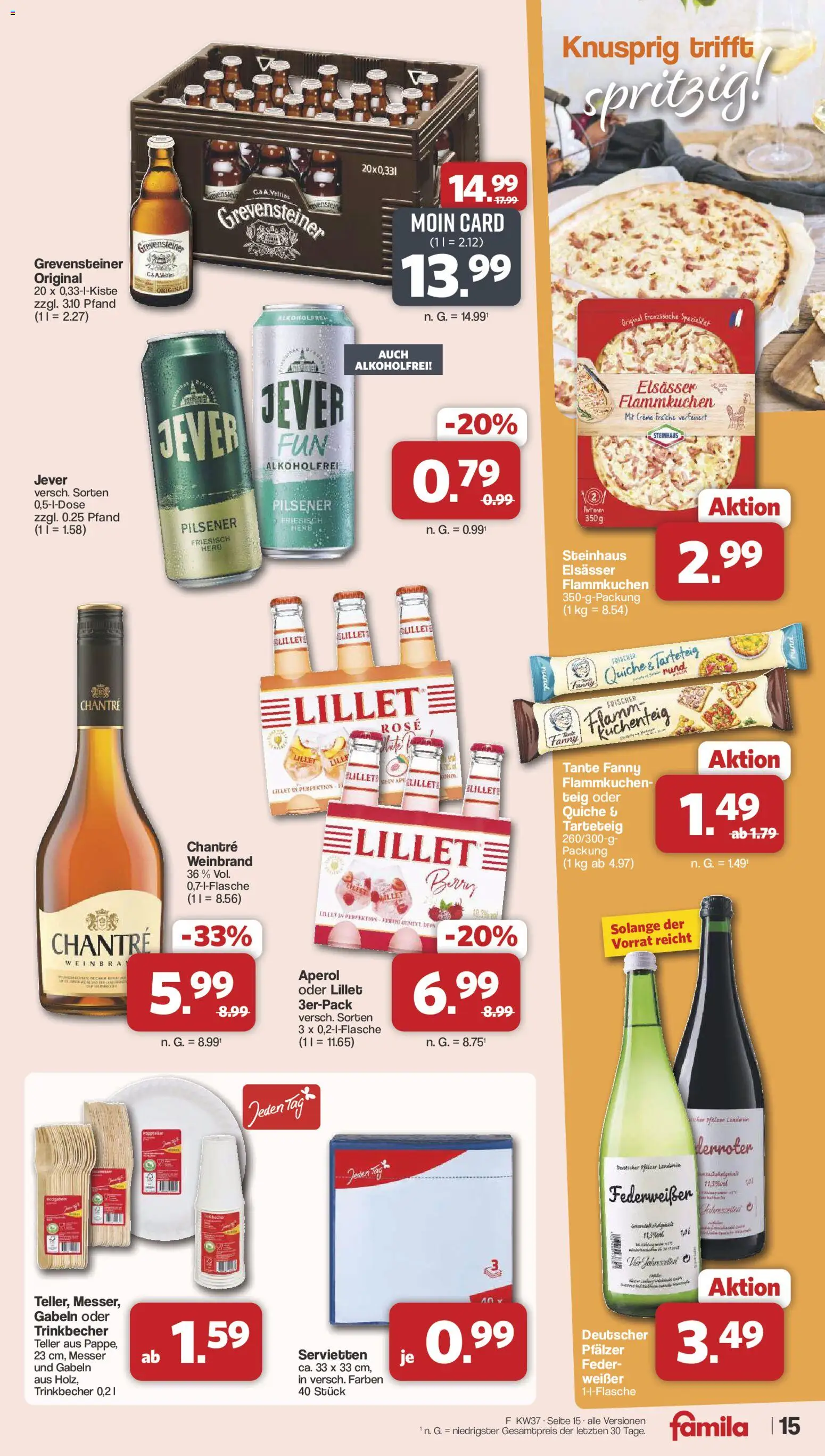 Famila Nordwest Prospekt – gültig ab 07.09.2026 | Seite: 15 | Produkte: Creme, Chantré, Jever, Aperol
