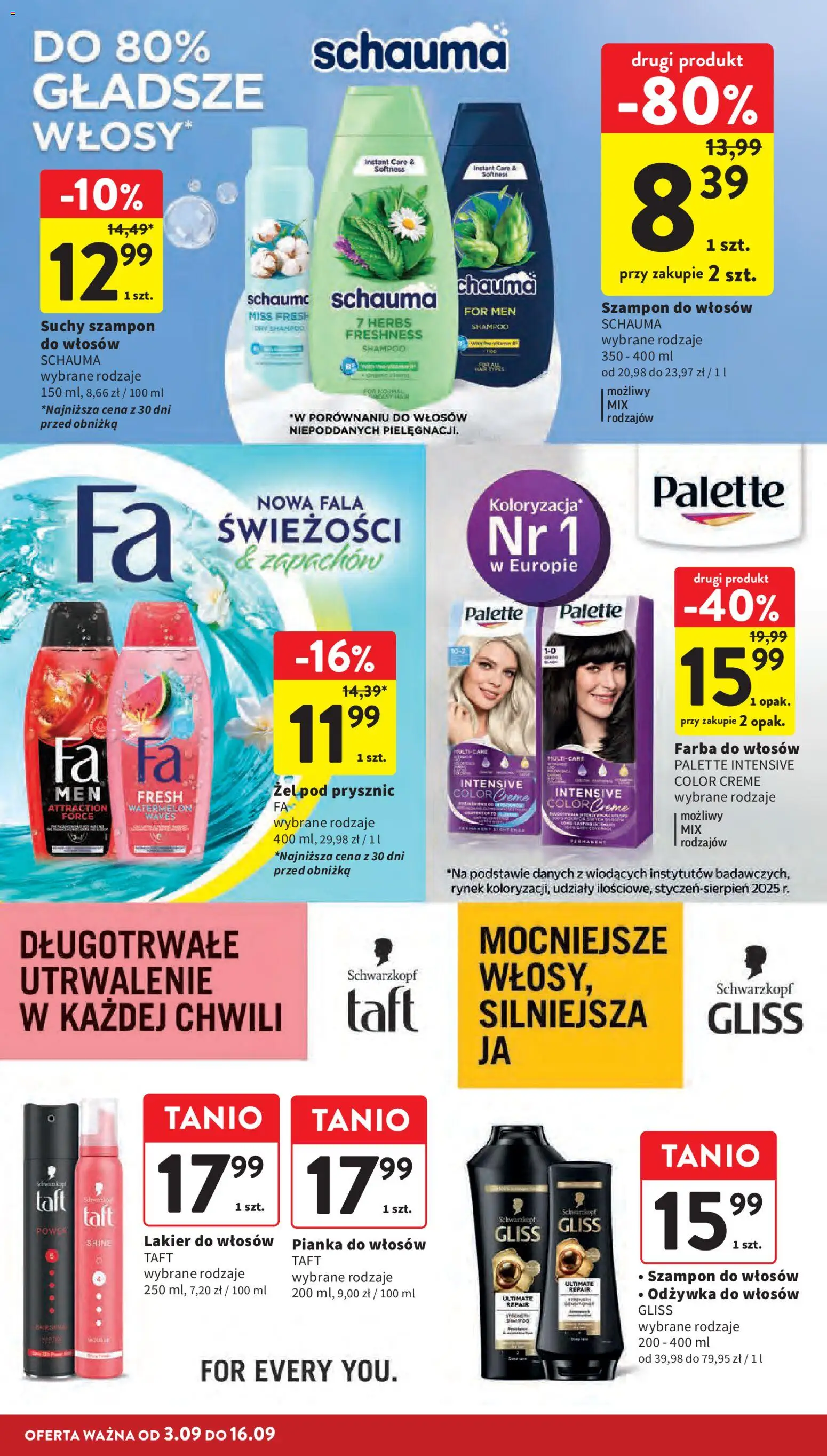 Intermarche gazetka od 03.09.2026 | Strona: 38 | Produkty: Szampon, Odżywka do włosów, Żel pod prysznic, Suchy szampon