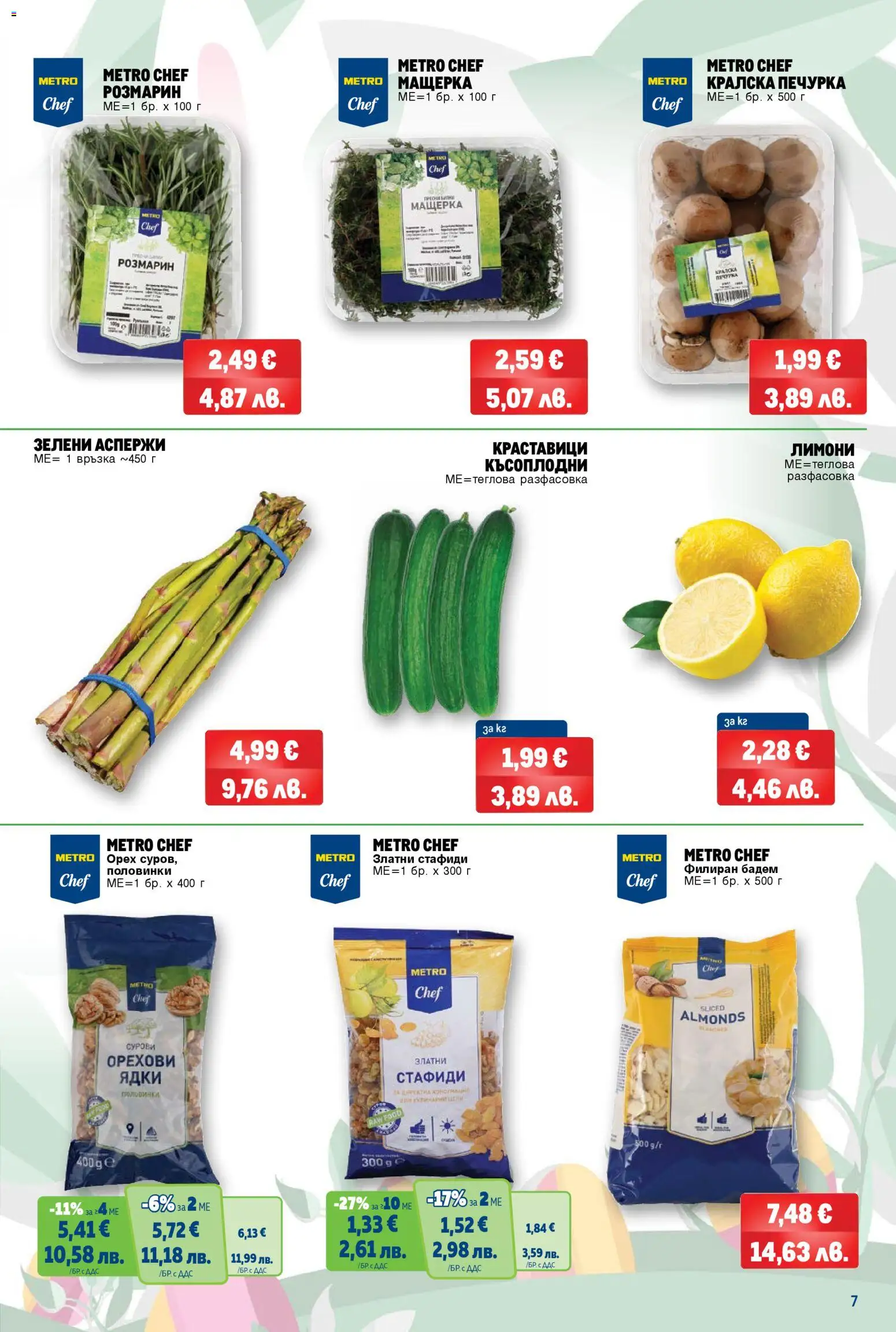{H1} | Страница: 7 | Продукти: Ядки, Краставици, Стафиди, Печурка