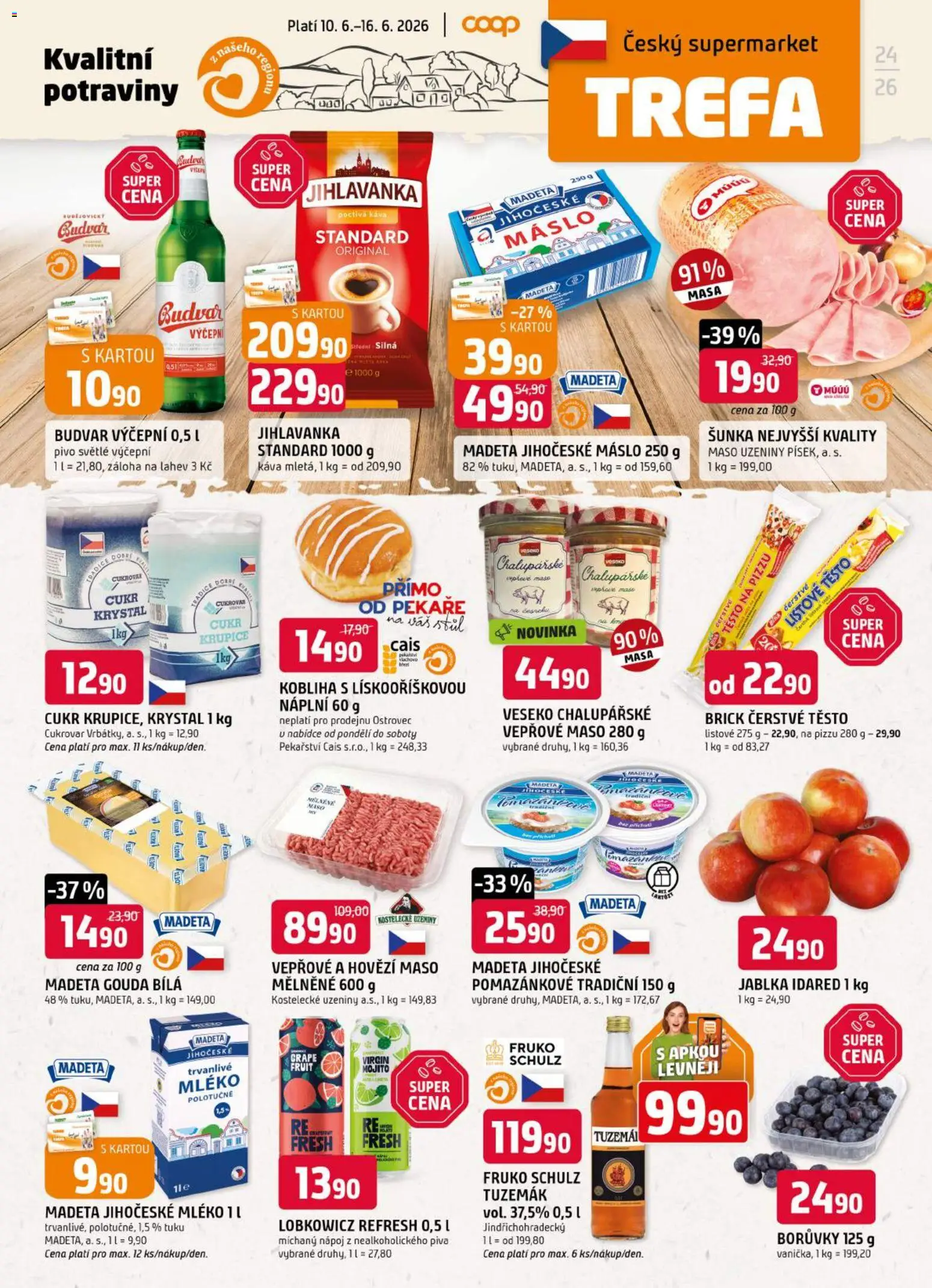 Trefa leták od 10.06.2026 | Strana: 1 | Produkty: Jihlavanka, Potraviny, Maso, Stůl