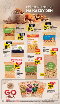Náhled letáku Go Nuts Ořechy, 70 g od 26.08.2026 | Strana: 26 | Produkty: Rozinky, Pistácie, Mandle, Pekanové ořechy