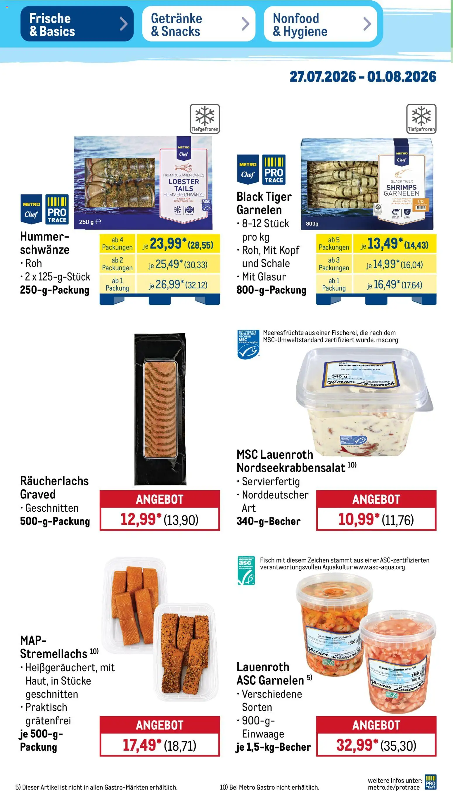 Metro NonFood-Angebote – gültig ab 27.07.2026 | Seite: 37 | Produkte: Garnelen, Fisch, Räucherlachs, Meeresfrüchte