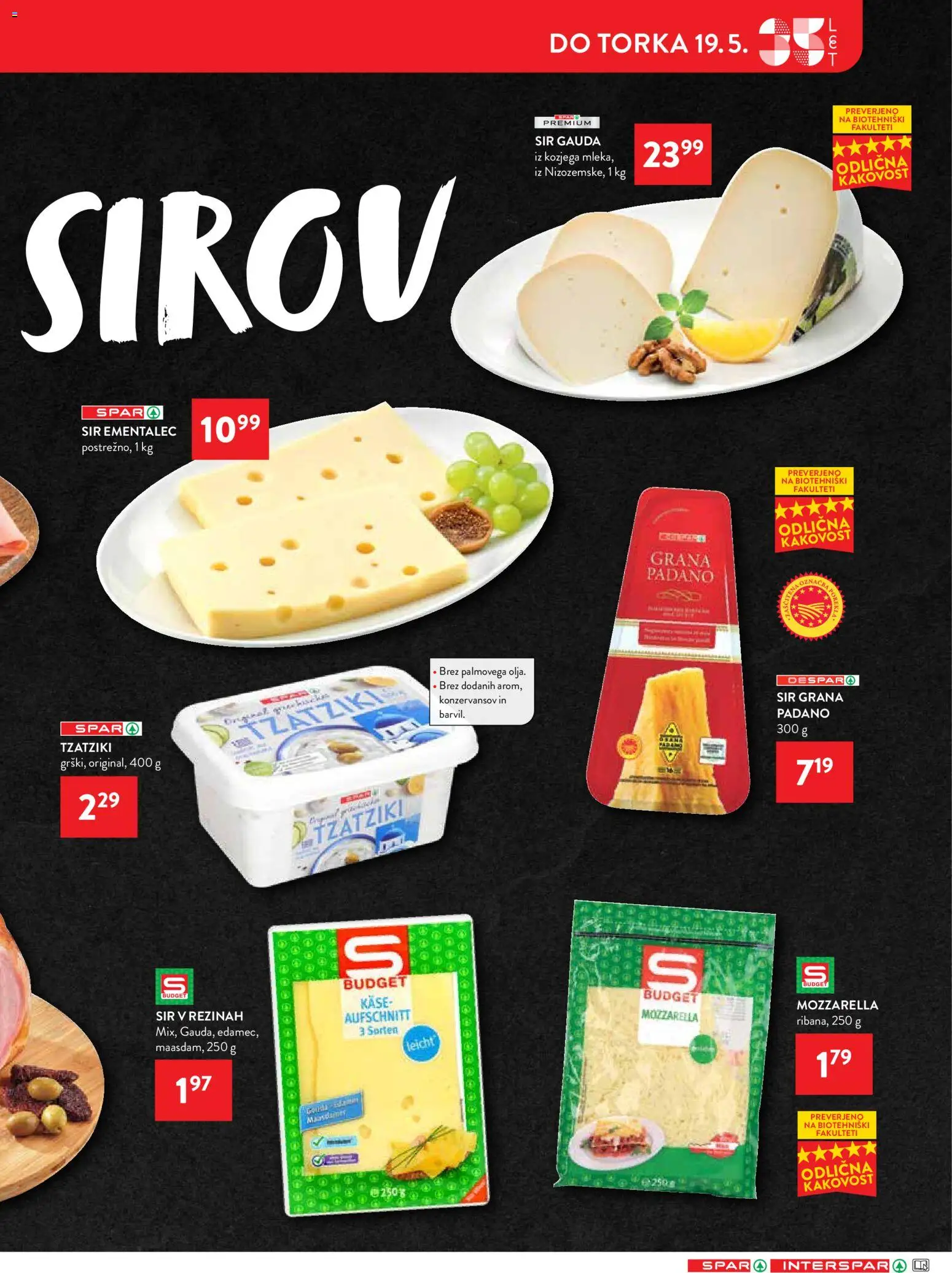 Novi Spar katalog ponudbe – veljaven od 13.05.2026 | Stran: 15 | Izdelki: Gauda, Ementalec, Sir
