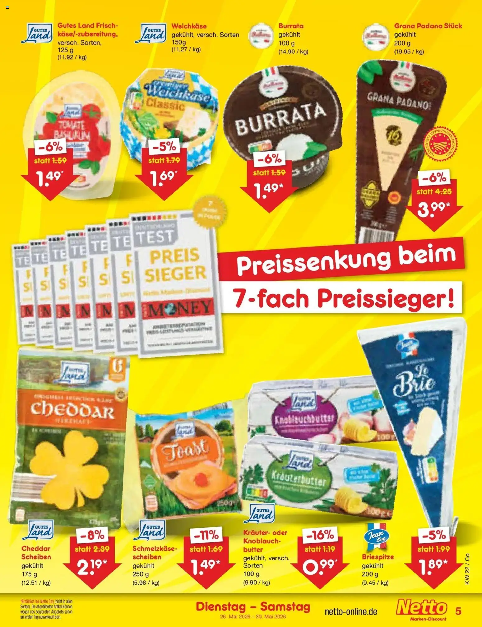 Netto Marken-Discount Prospekt Bitterfeld-Wolfen – gültig ab 26.05.2026 | Seite: 5 | Produkte: Butter, Toast, Kräuterbutter, Knoblauch