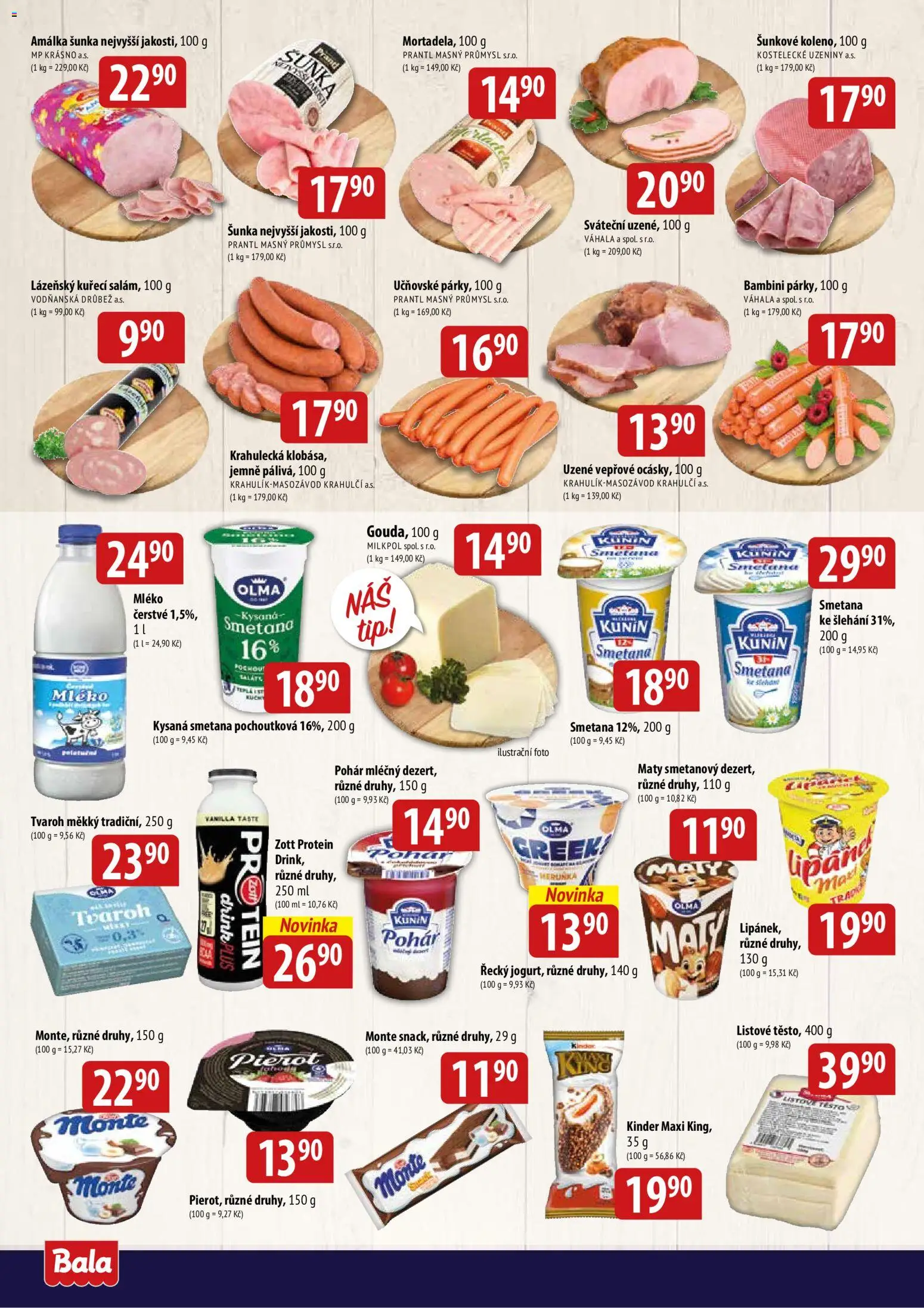 BALA velký leták od 19.08.2026 | Strana: 2 | Produkty: Klobása, Pohár, Protein, Kinder
