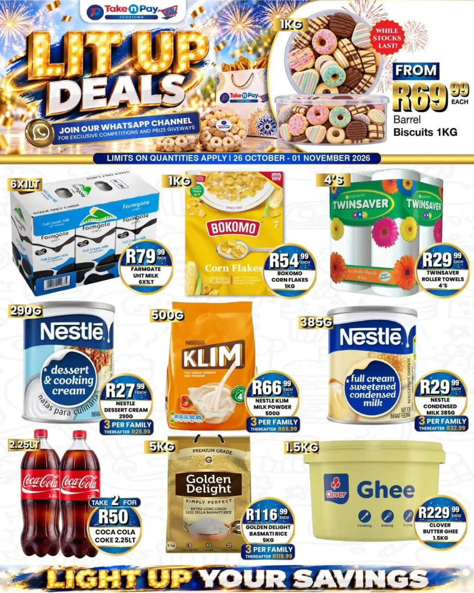 New Take n Pay catalogue – valid from 26/10/2026 | Page: 1 | Products: Corn, Towels, Powder, Cream cream