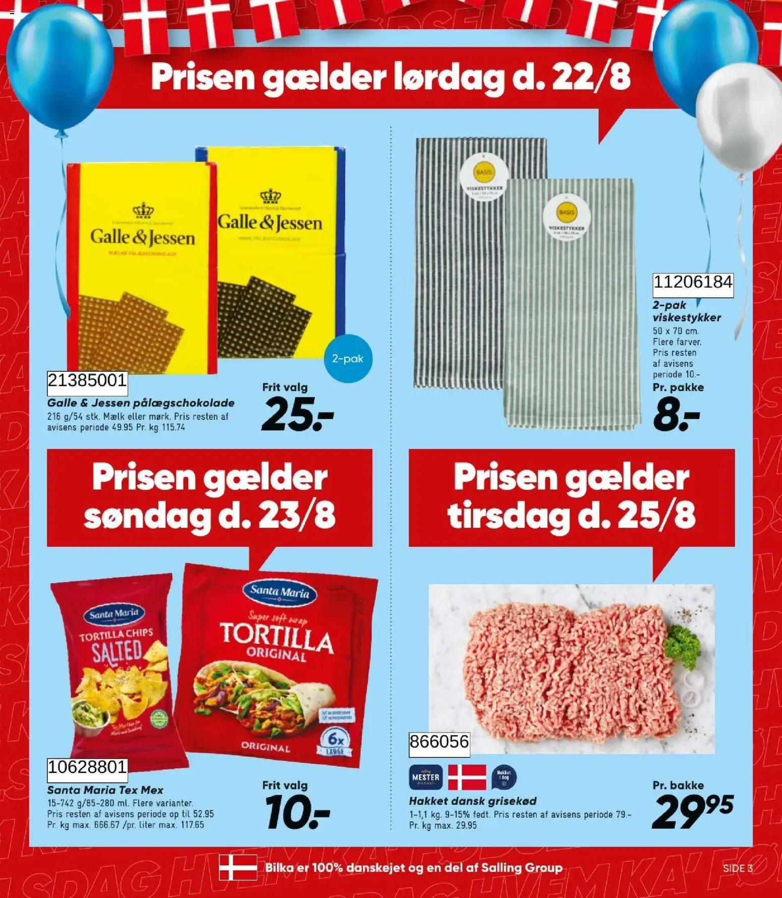 Bilka tilbudsavis – gyldig fra 21/08/2026 | Side: 3 | Produkter: Mælk, Chips, Pålægschokolade, Viskestykker