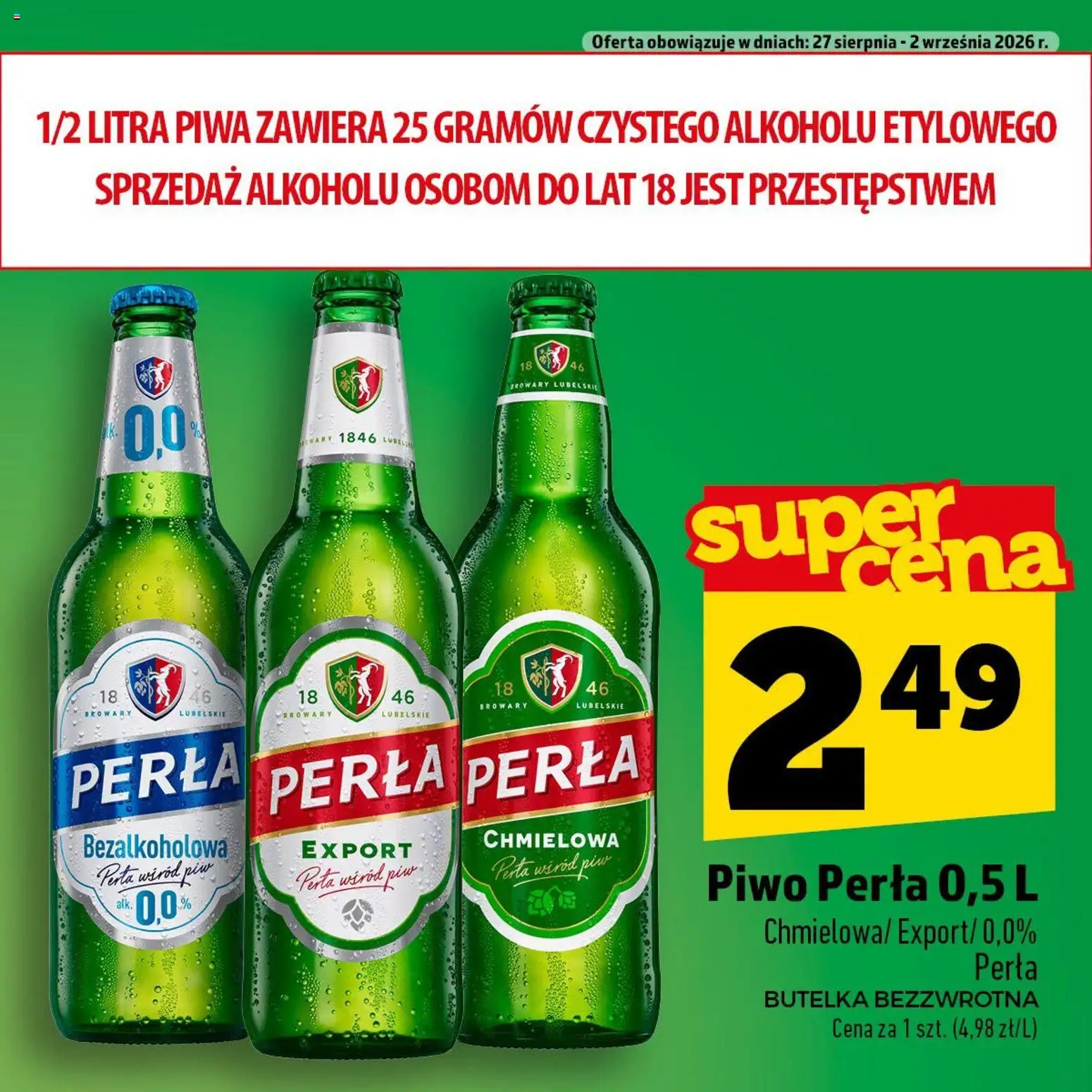 Topaz gazetka - Ogródek Piwosza od 27.08.2026 | Strona: 2 | Produkty: Piwo perła, Piwo