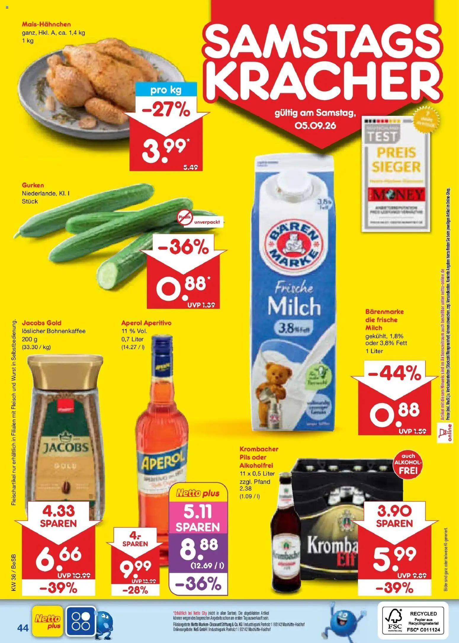 Netto Marken-Discount Prospekt Kremmen (ab 31.08.2026) » Angebote | Seite: 56 | Produkte: Milch, Bilder, Krombacher, Aperol