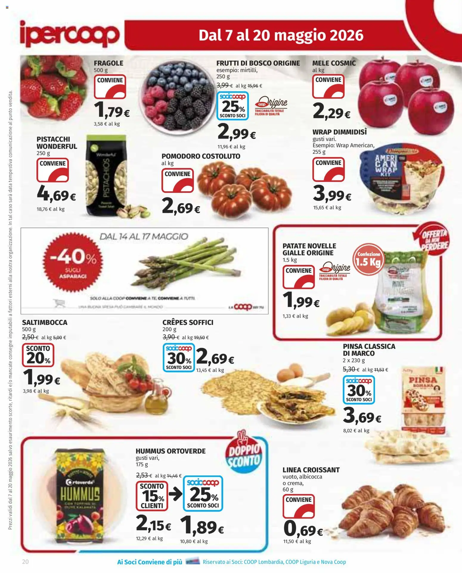 Volantino Ipercoop del 07.05.2026 | Pagina: 20 | Prodotti: Mele, Fragole, Patate, Pistacchi
