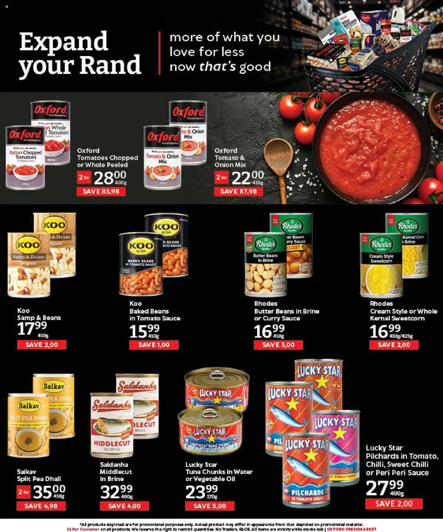 New Oxford Freshmarket catalogue – valid from 26/08/2026 | Page: 6 | Products: Pilchards, Beans, Tomatoes, Sauce