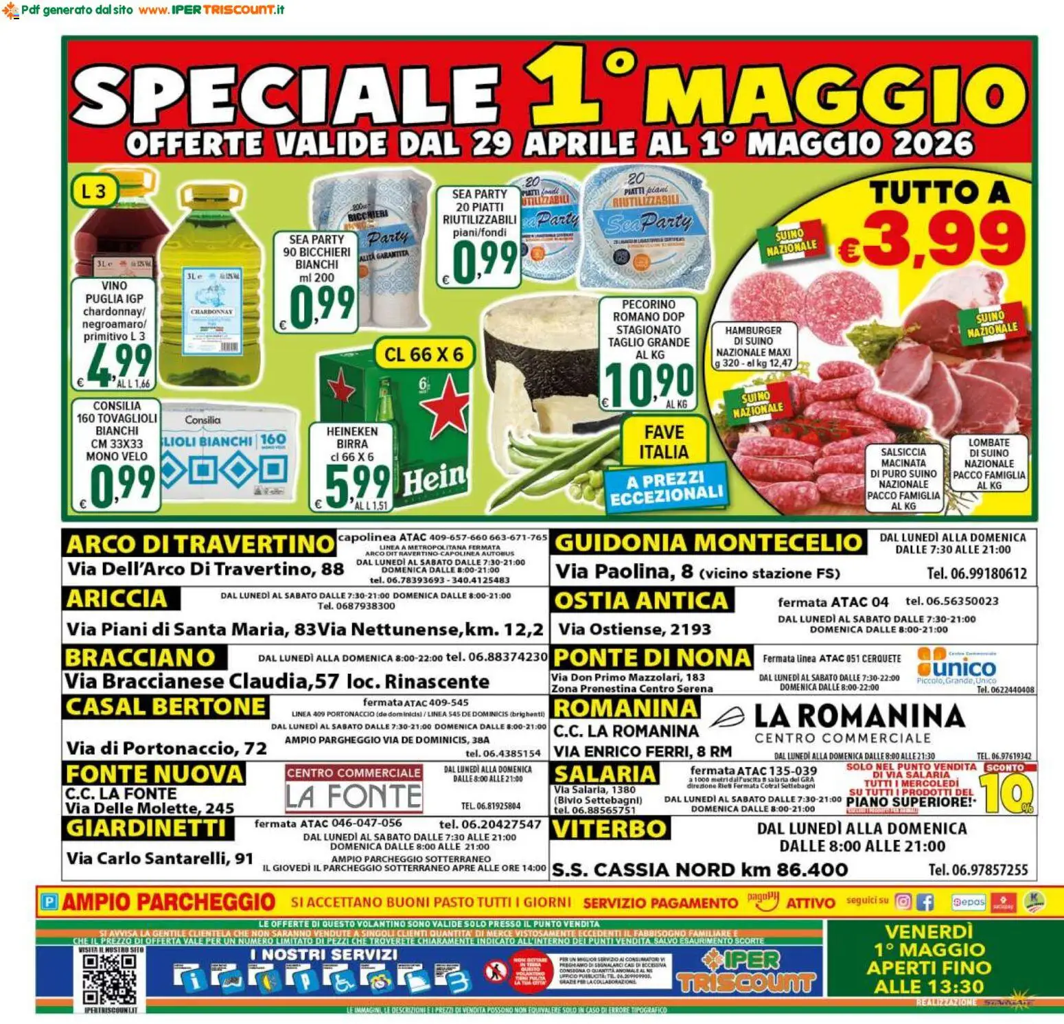 Volantino Ipertriscount del 29.04.2026 | Pagina: 20 | Prodotti: Birra, Salsiccia, Heineken, Hamburger