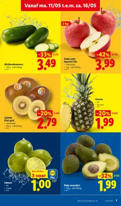 Limoen, los, 3 stuks - Voorbeeld van een folder van Lidl, geldig van 11.05.2026 | Pagina: 7 | Producten: Ananas, Kiwi, Limoen, Avocado