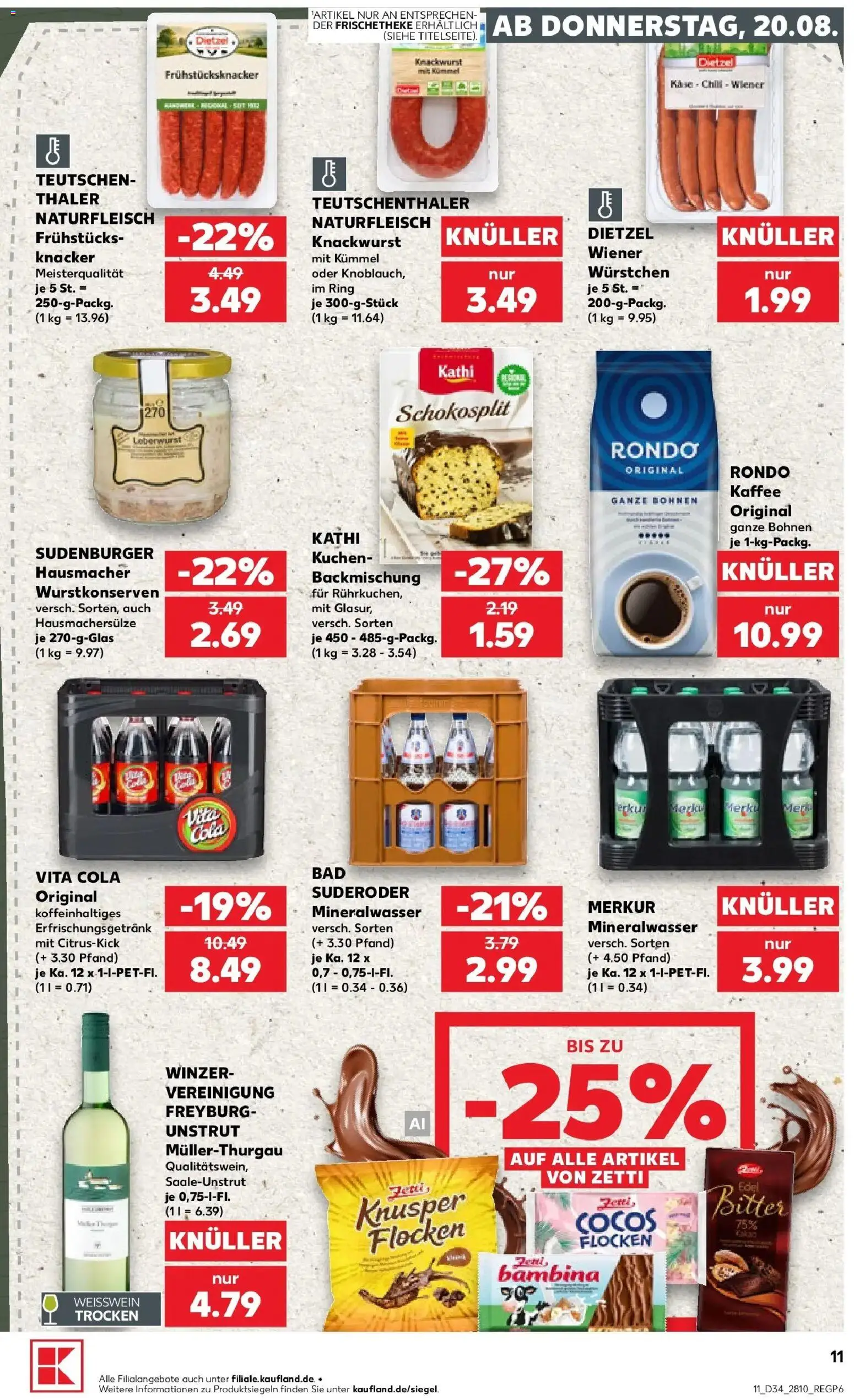 Prospekt Kaufland ab 17.08.2026 » Angebote Online zum Blättern | Seite: 22 | Produkte: Cola, Kaffee, Weißwein, Flocken