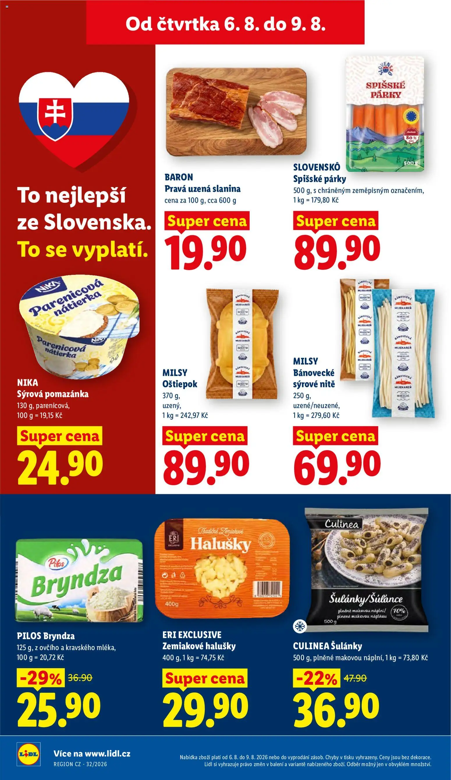 Lidl leták od 06.08.2026 | Strana: 18 | Produkty: Pomazánka, Slanina, Bryndza, Halušky