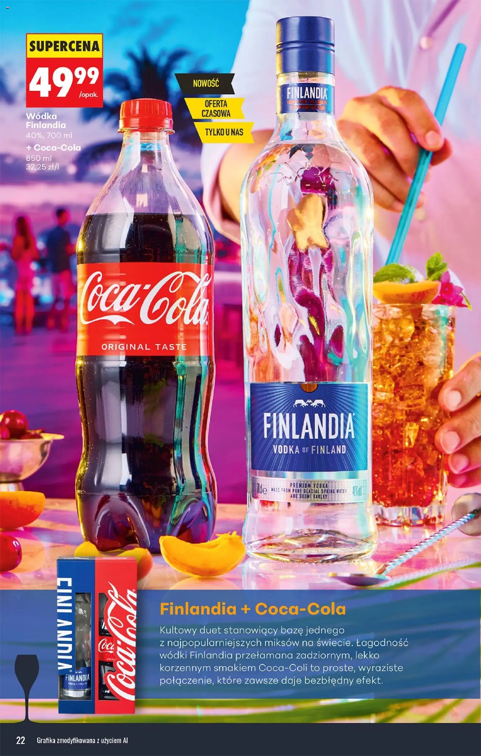 Biedronka gazetka - Czas na toast od 10.08.2026 | Strona: 22 | Produkty: Wódka finlandia, Coca cola, Finlandia Vodka, Wódka
