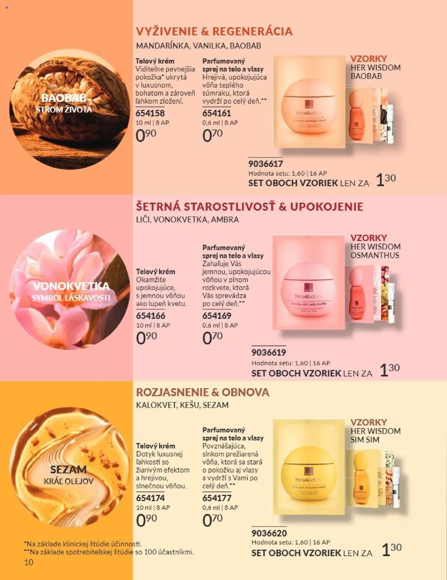 Nové Avon akcie – leták je platný od 01.08.2026 | Strana: 10 | Produkty: Sezam, Telový krém, Krém