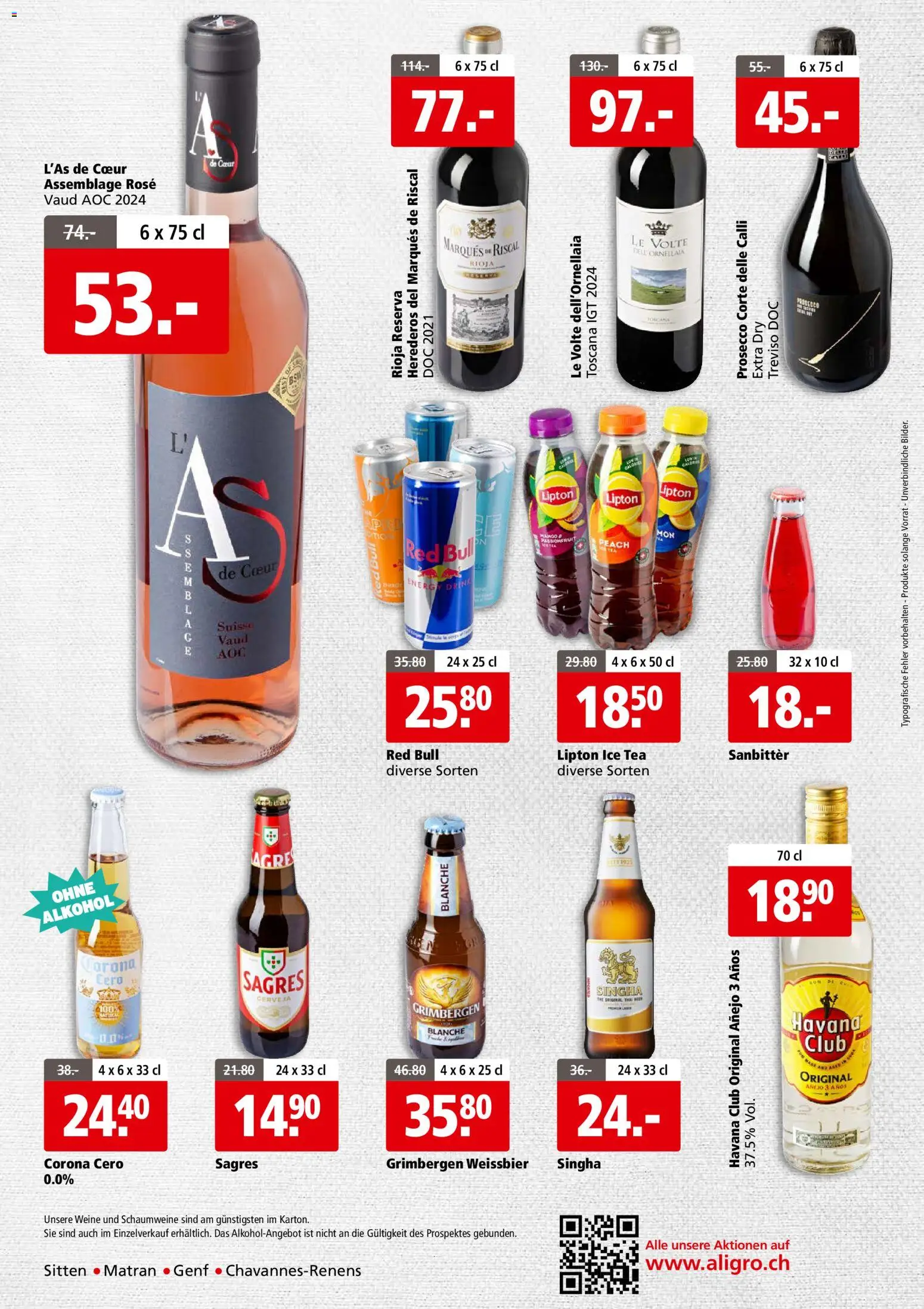 Aligro aktionen Business Chavannes, Matran, Genf, Sitten – gültig ab 17.08.2026 | Seite: 4 | Produkte: Red bull, Weißbier, Prosecco