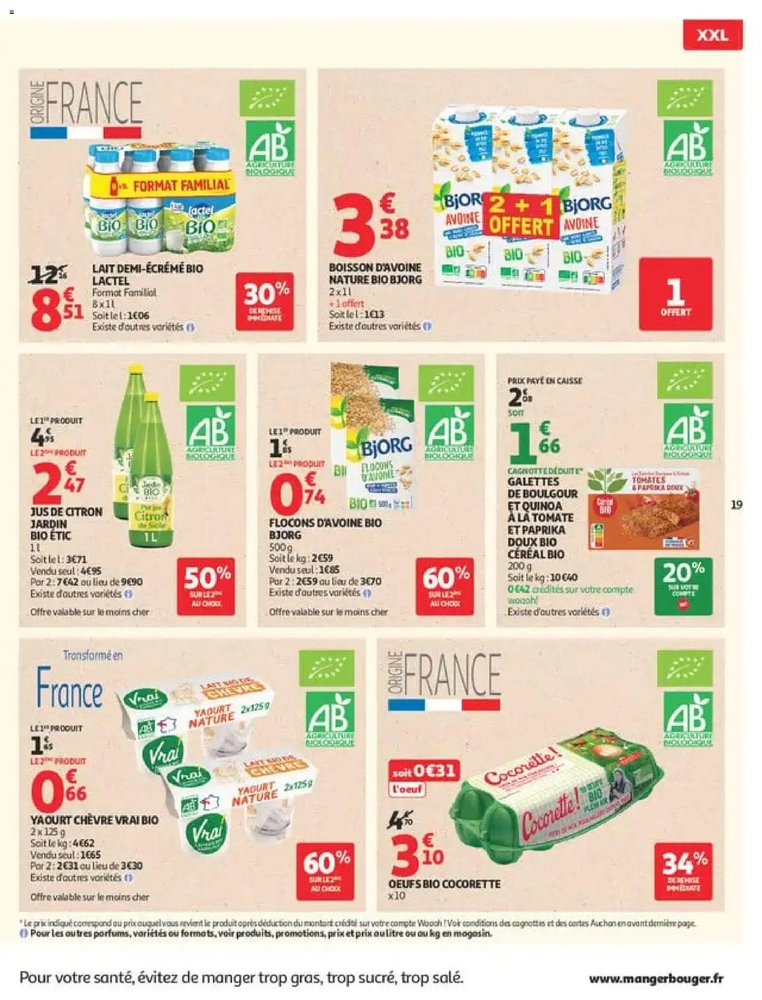 {H1} | Page: 19 | Produits: Boisson, Jus de citron, Lait demi-écrémé bio, Jus
