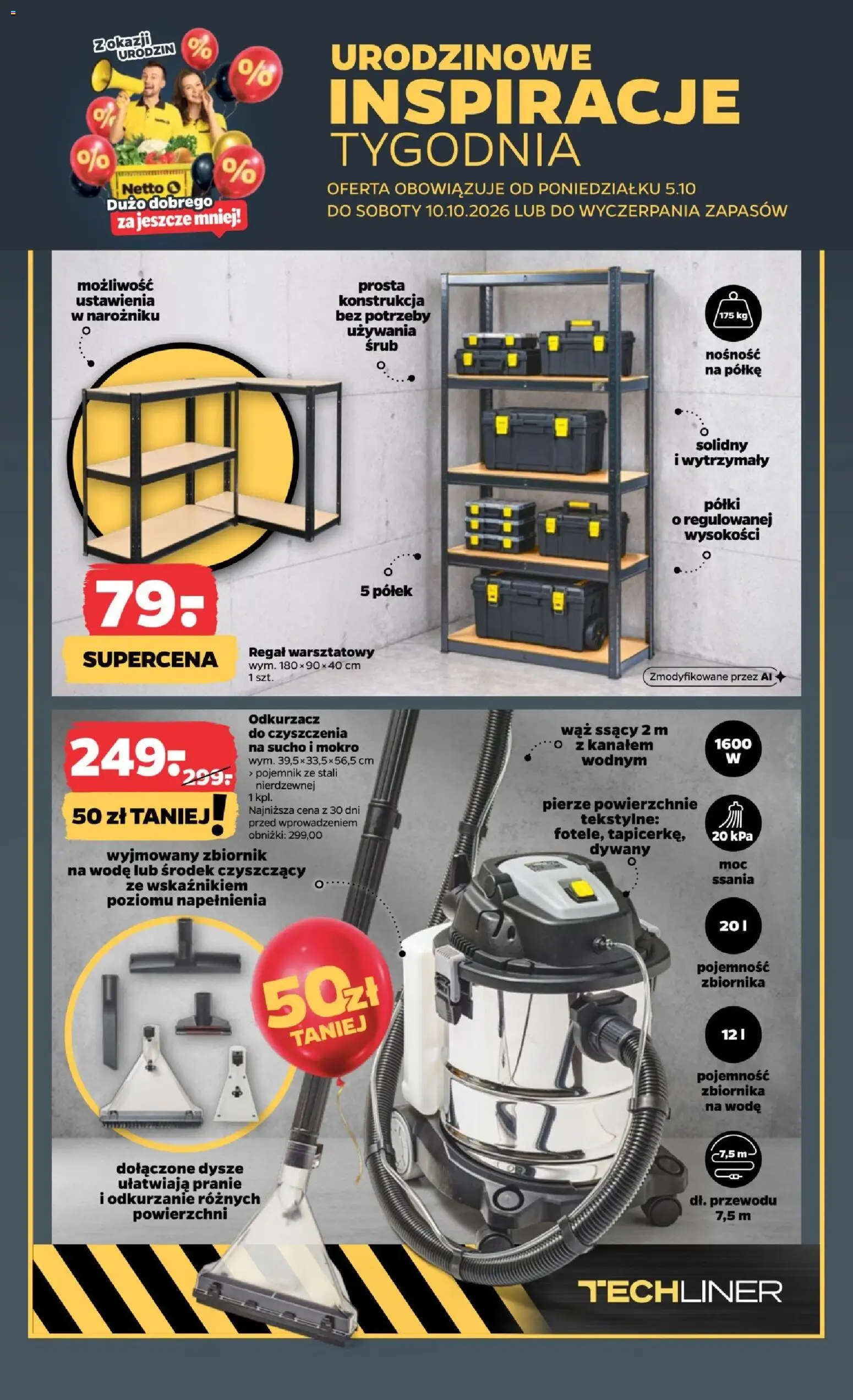 Netto gazetka od poniedziałku NonFood od 05.10.2026 | Strona: 2 | Produkty: Odkurzacz, Cleaner, Regał, Dywany