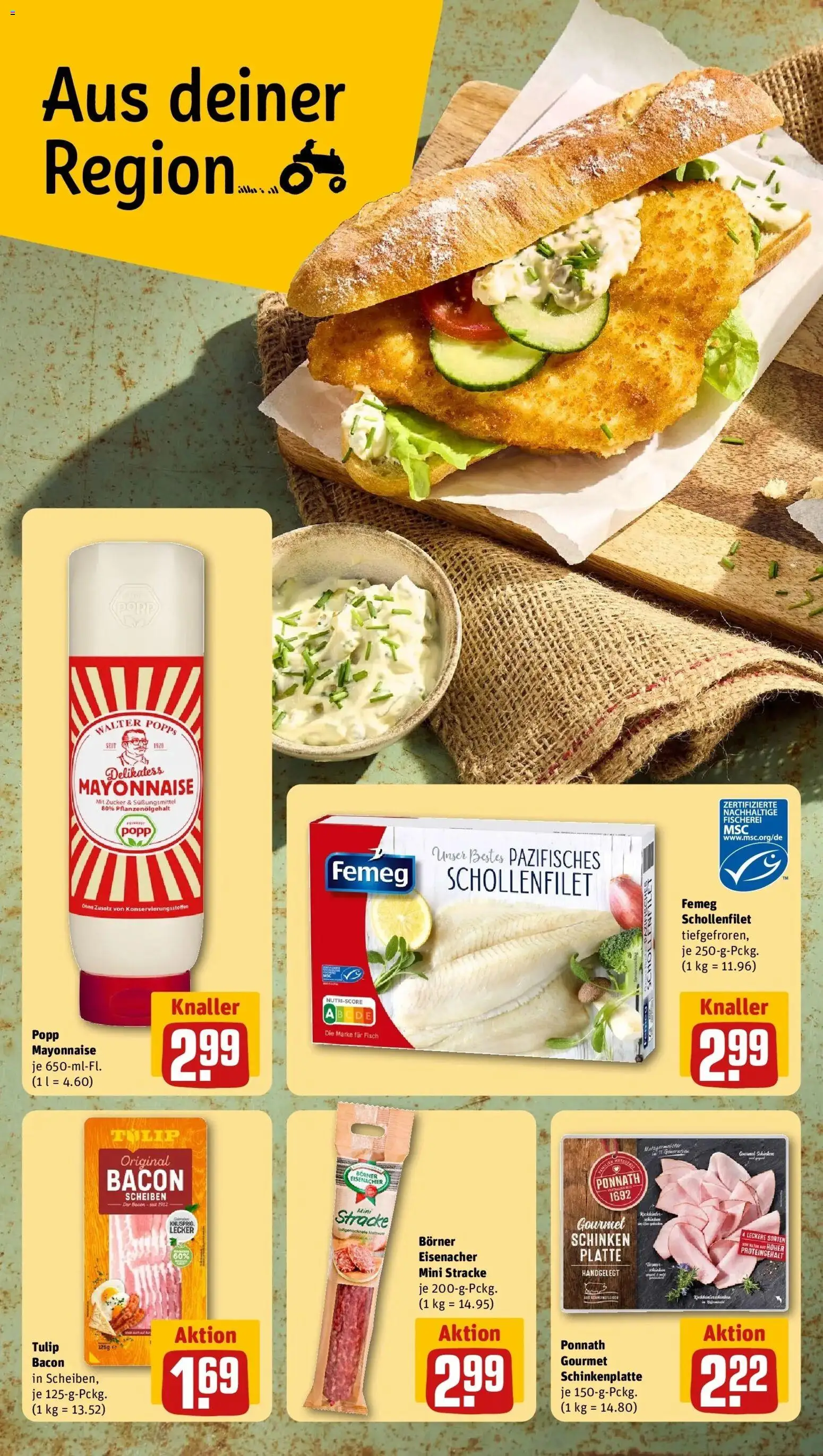 Rewe Prospekt Lübeck / Moisling – gültig ab 27.07.2026 | Seite: 4 | Produkte: Fisch, Mayonnaise, Zucker, Schinken