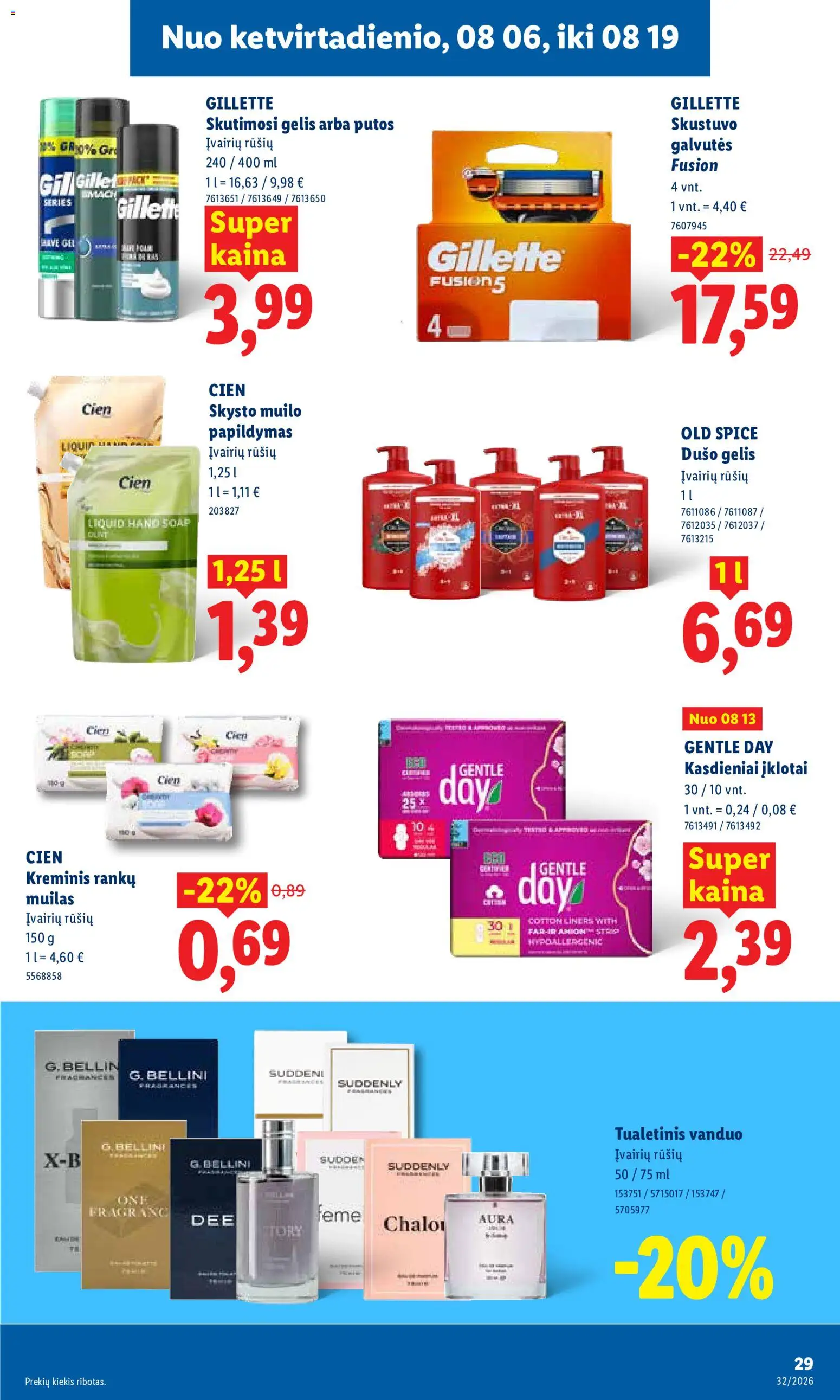 LIDL akcijos nuo 2026.08.03 | Puslapis: 29 | Prekių: Tualetinis vanduo, Muilas