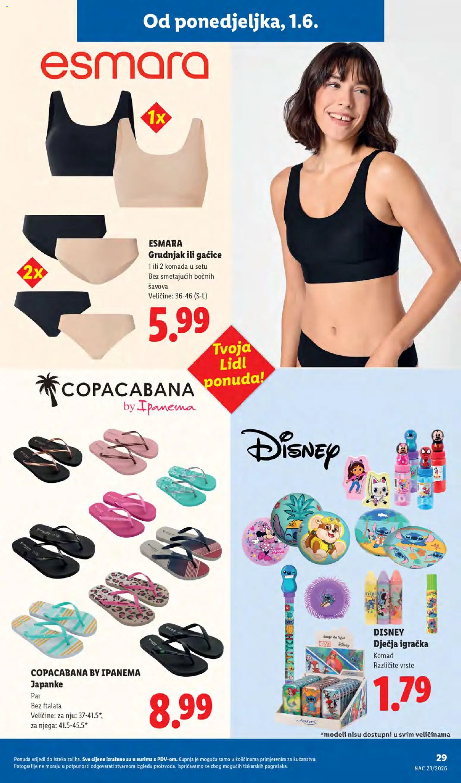 Lidl katalog | vrijedi od 01.06.2026 | Stranica: 29 | Proizvodi: Gaćice, Grudnjak, Japanke