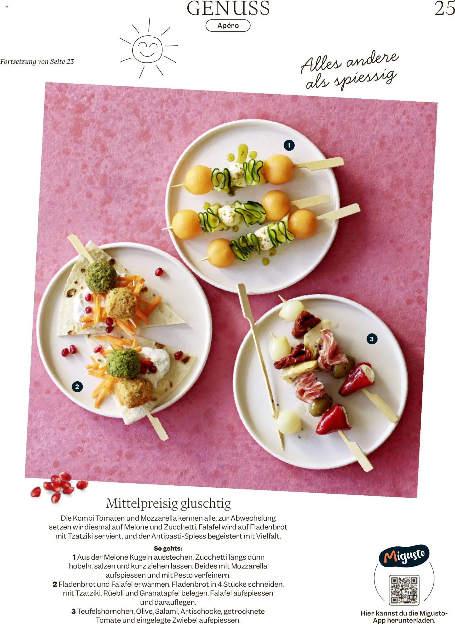 Migros aktionen Magazin – gültig ab 24.06.2026 | Seite: 25 | Produkte: Granatapfel, Spieße, Tomaten, Melone