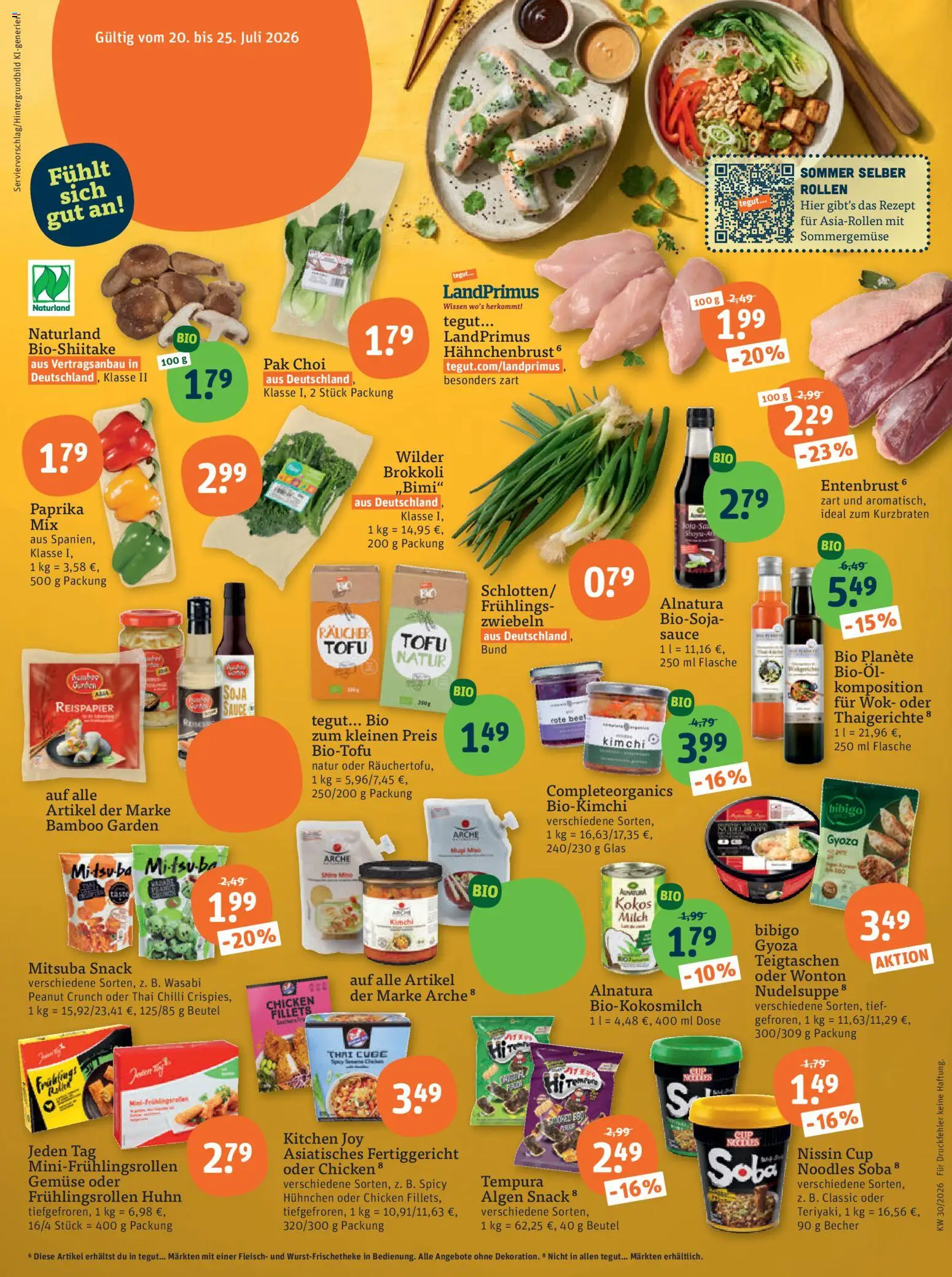 Tegut Prospekt – gültig ab 20.07.2026 | Seite: 2 | Produkte: Milch, Gemüse, Brokkoli, Hahnchenbrust