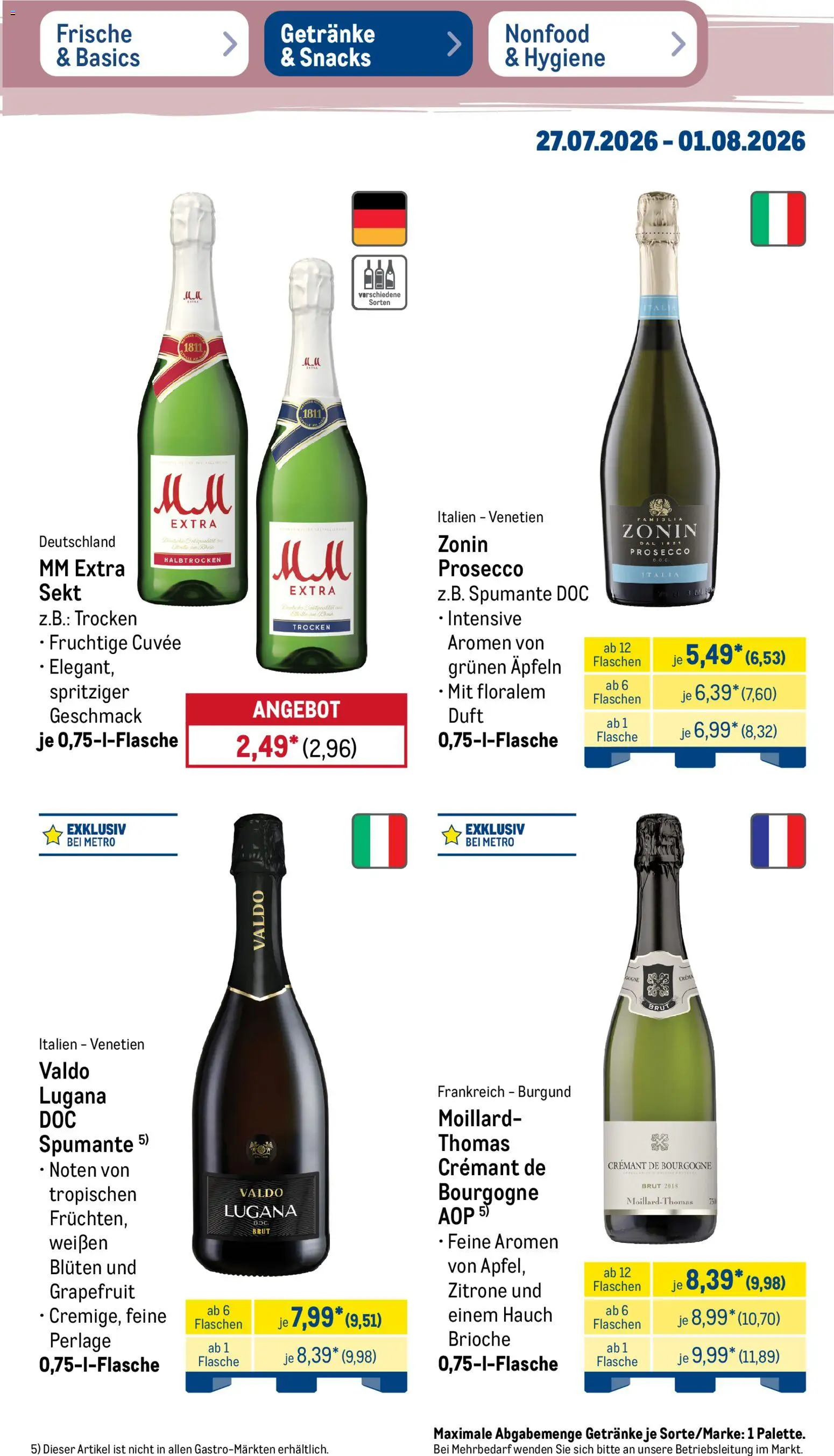 Metro NonFood-Angebote – gültig ab 27.07.2026 | Seite: 27 | Produkte: Sekt, Duft, Grapefruit, Zitrone