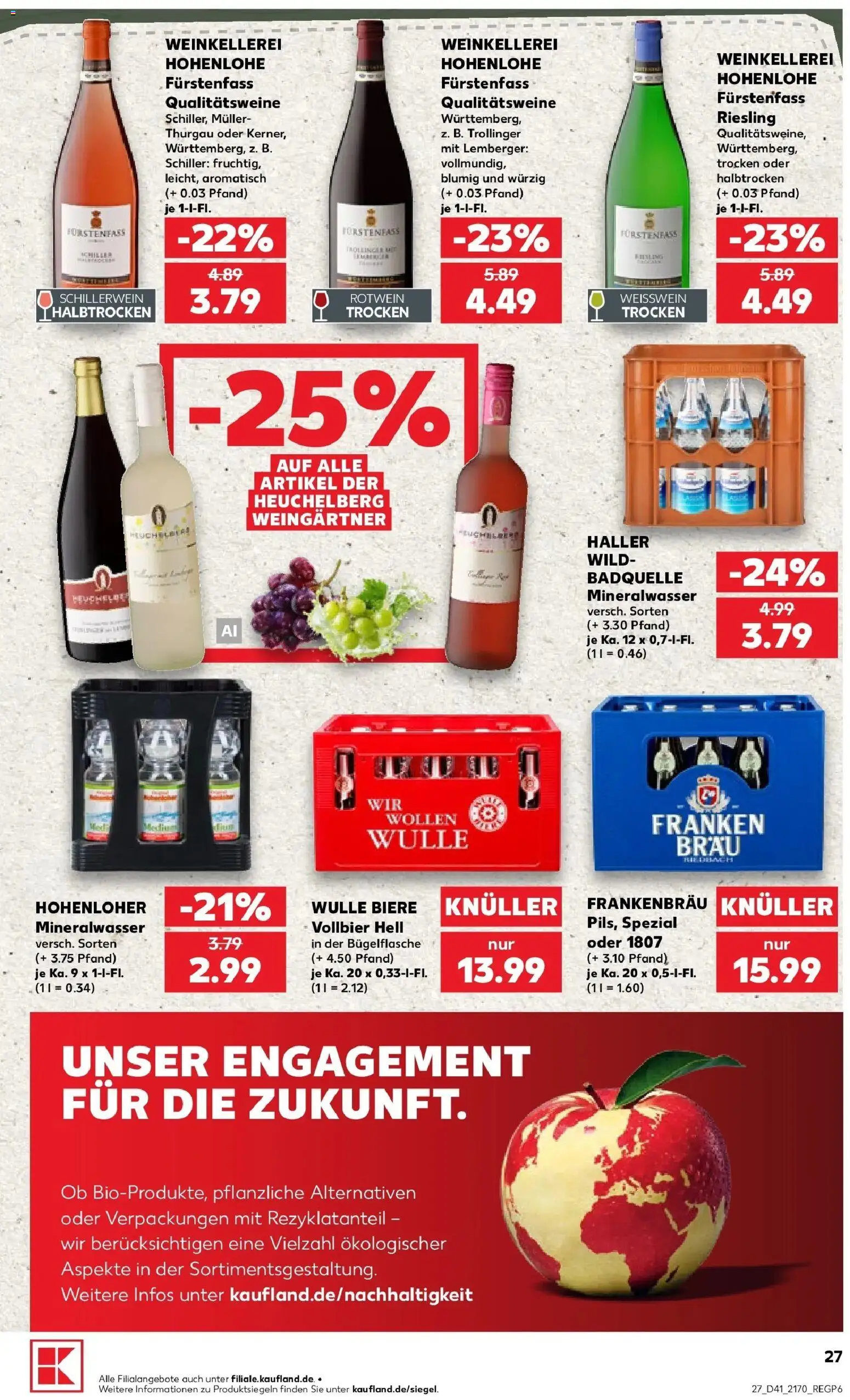 Prospekt Kaufland ab 08.10.2026 » Angebote Online zum Blättern | Seite: 27 | Produkte: Weißwein, Rotwein, Mineralwasser