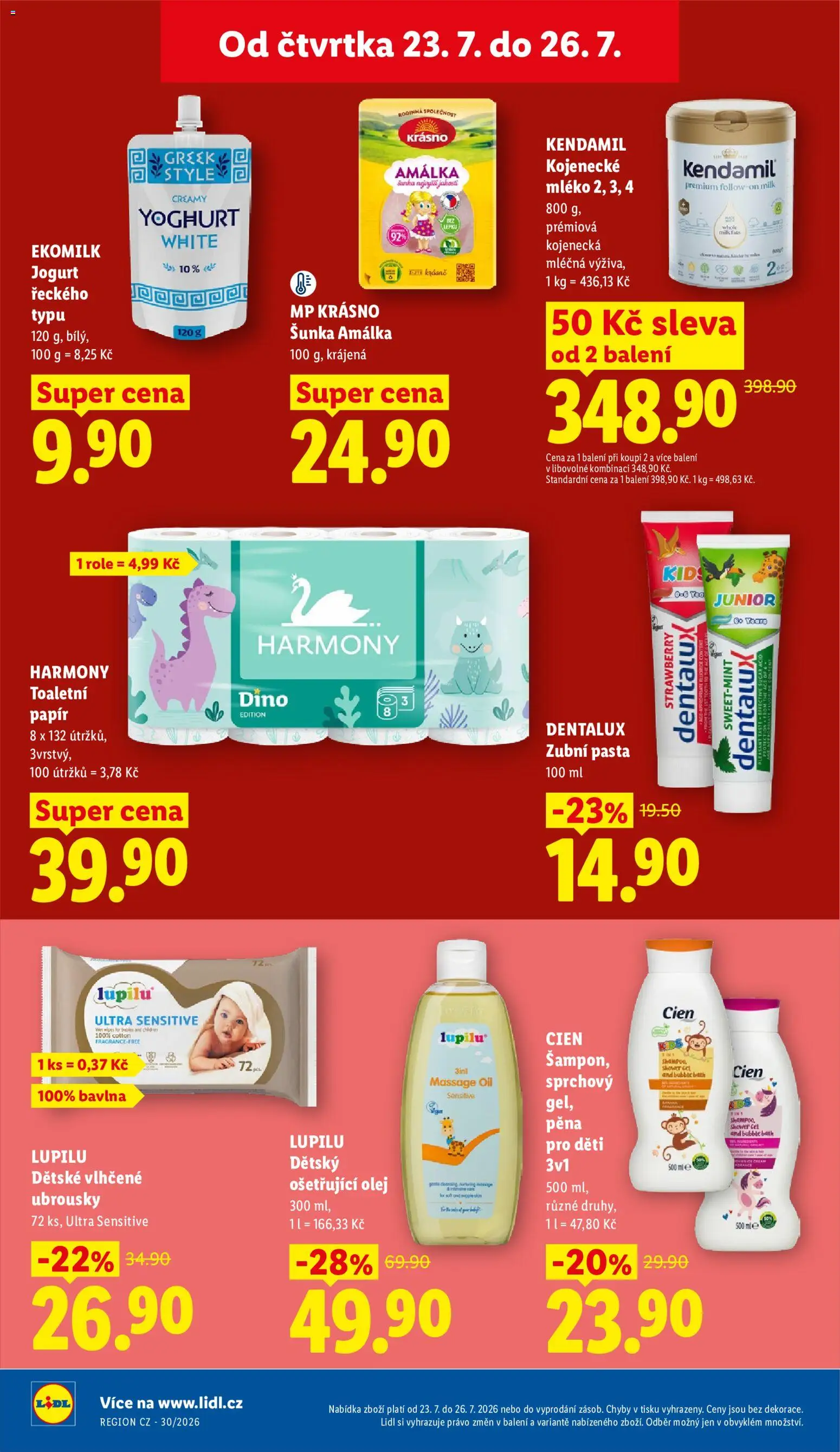 Lidl leták od 23.07.2026 | Strana: 40 | Produkty: Vlhčené ubrousky, Jogurt, Cien, Kojenecké mléko