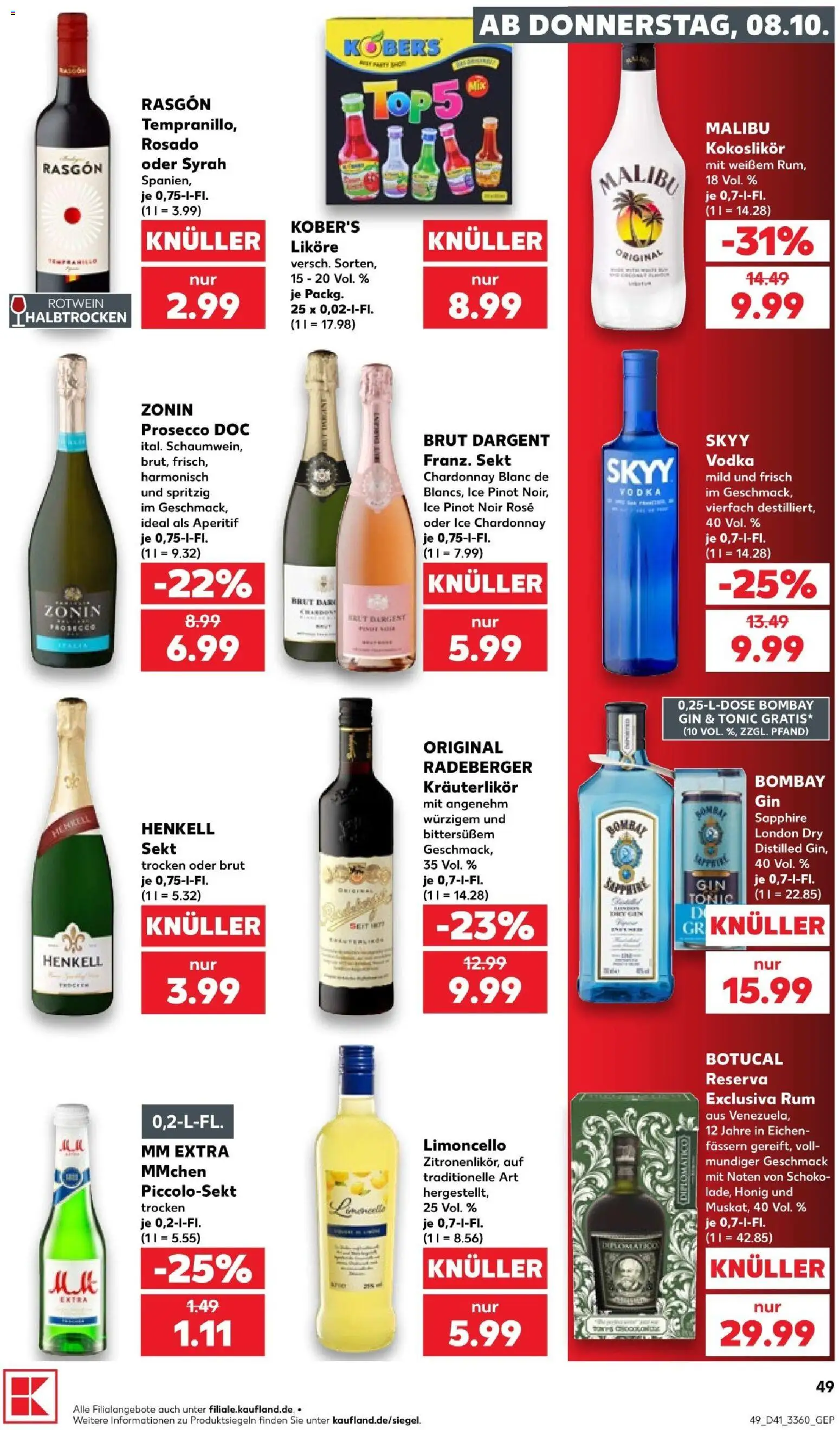 Kaufland Prospekt Berlin – gültig ab 08.10.2026 | Seite: 51 | Produkte: Sekt, Rum, Prosecco, Limoncello